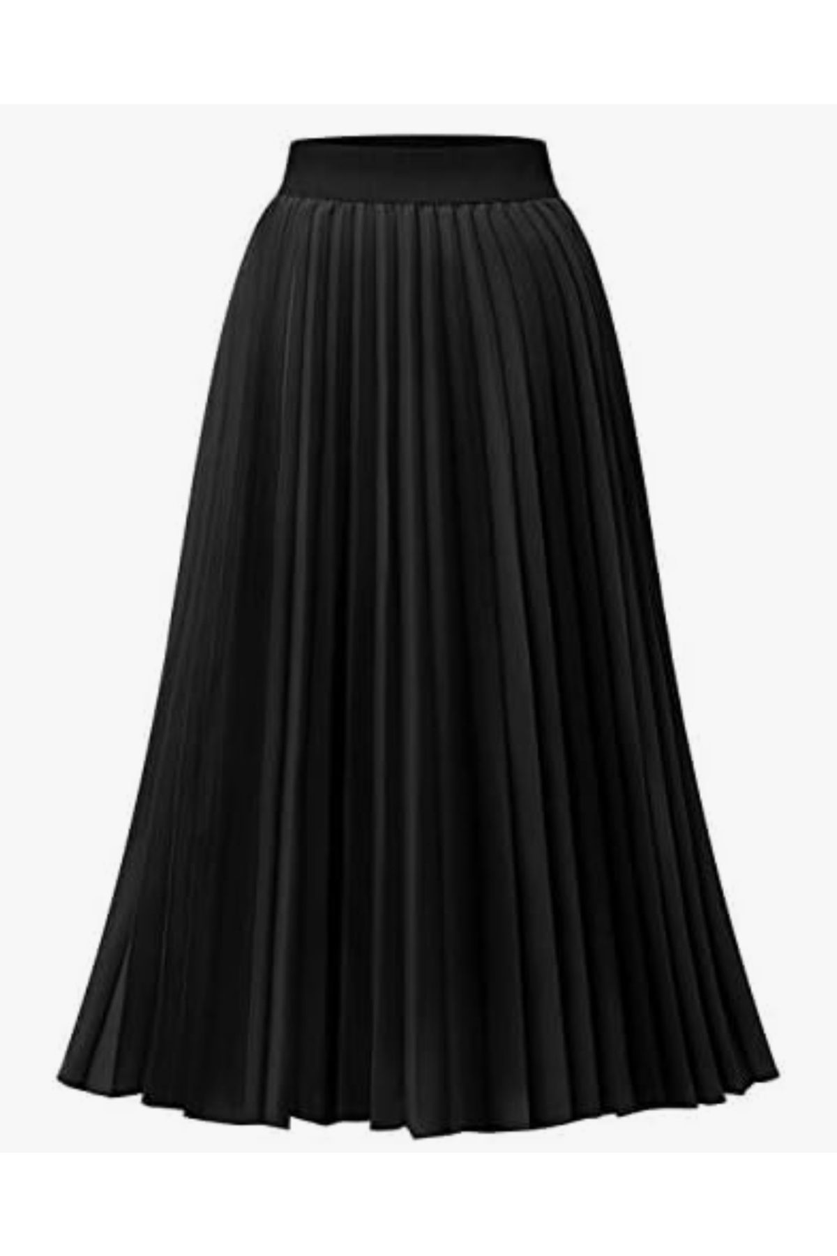 DHDmoda Kadın Siyah Pilise Beli Lastikli Etek
