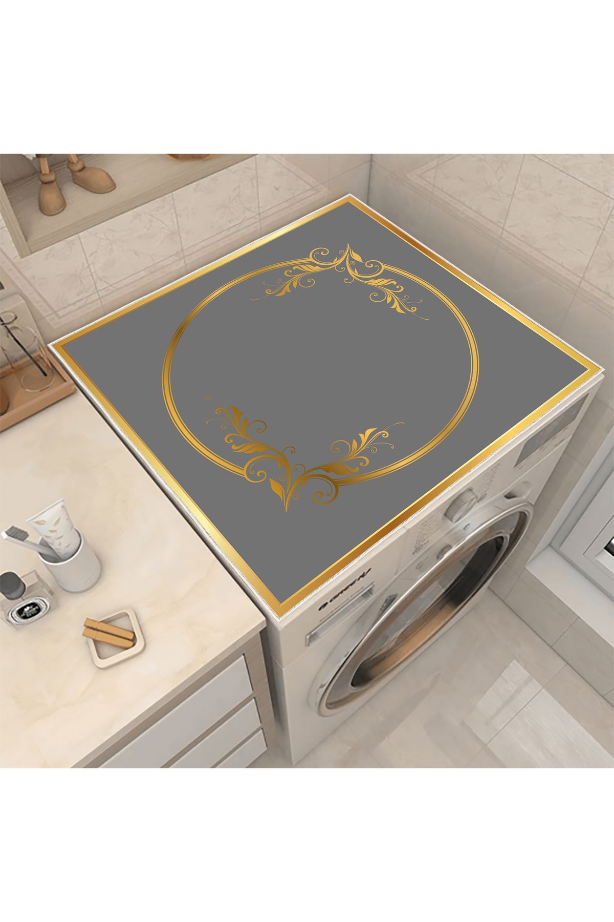 Nuva Home Çamaşır Makinesi Örtüsü Kurutma Makinesi Matı - Kaymaz Yıkanabilir Leke Tutmaz Su Geçirmez