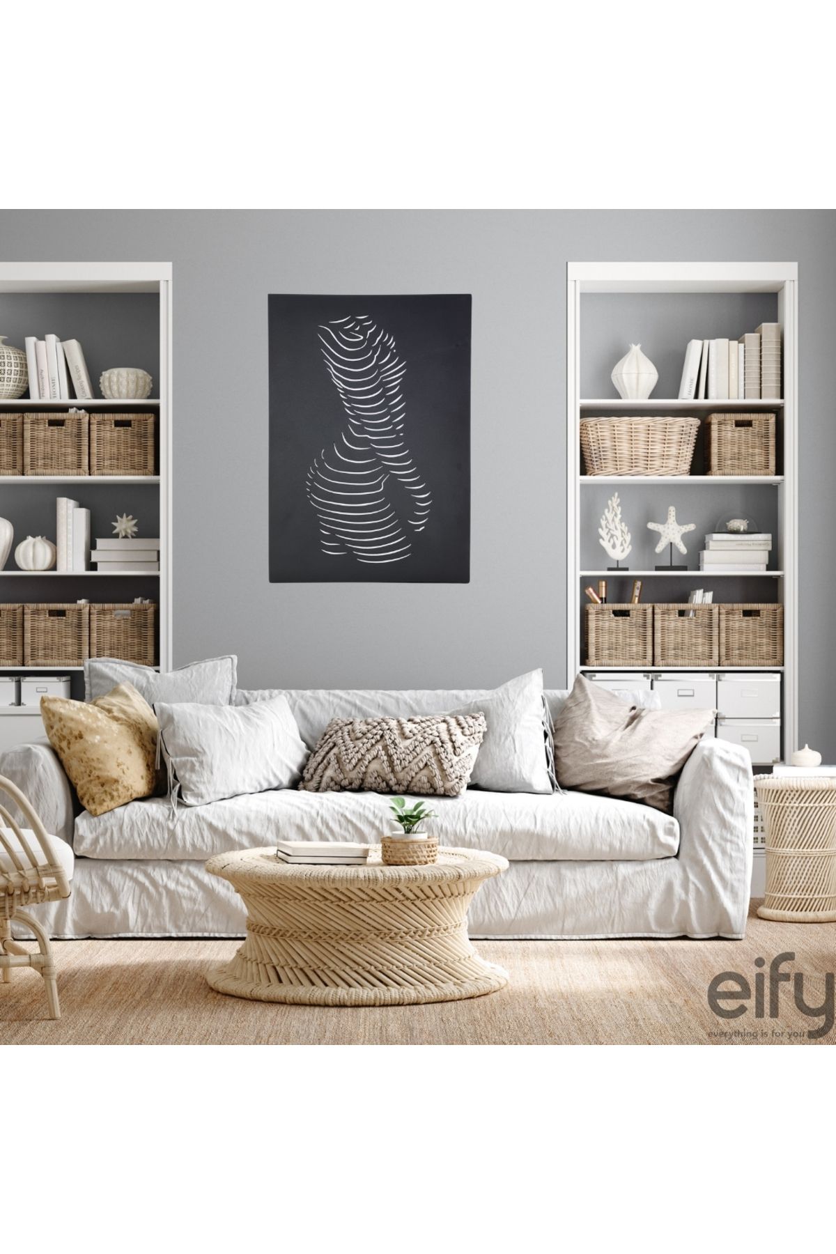 Eify Kadın Silüeti Siyah Renk Lazer Kesim Metal Tablo