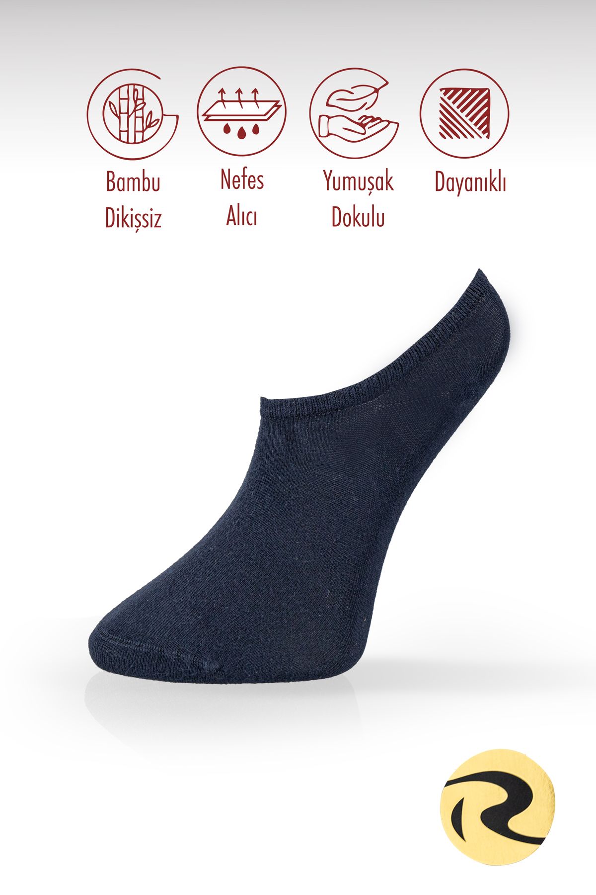 Roff Bambu Sneaker Kadın Çorap Dikişsiz Görünmez Bilekte Spor Çorap Premium Tekli