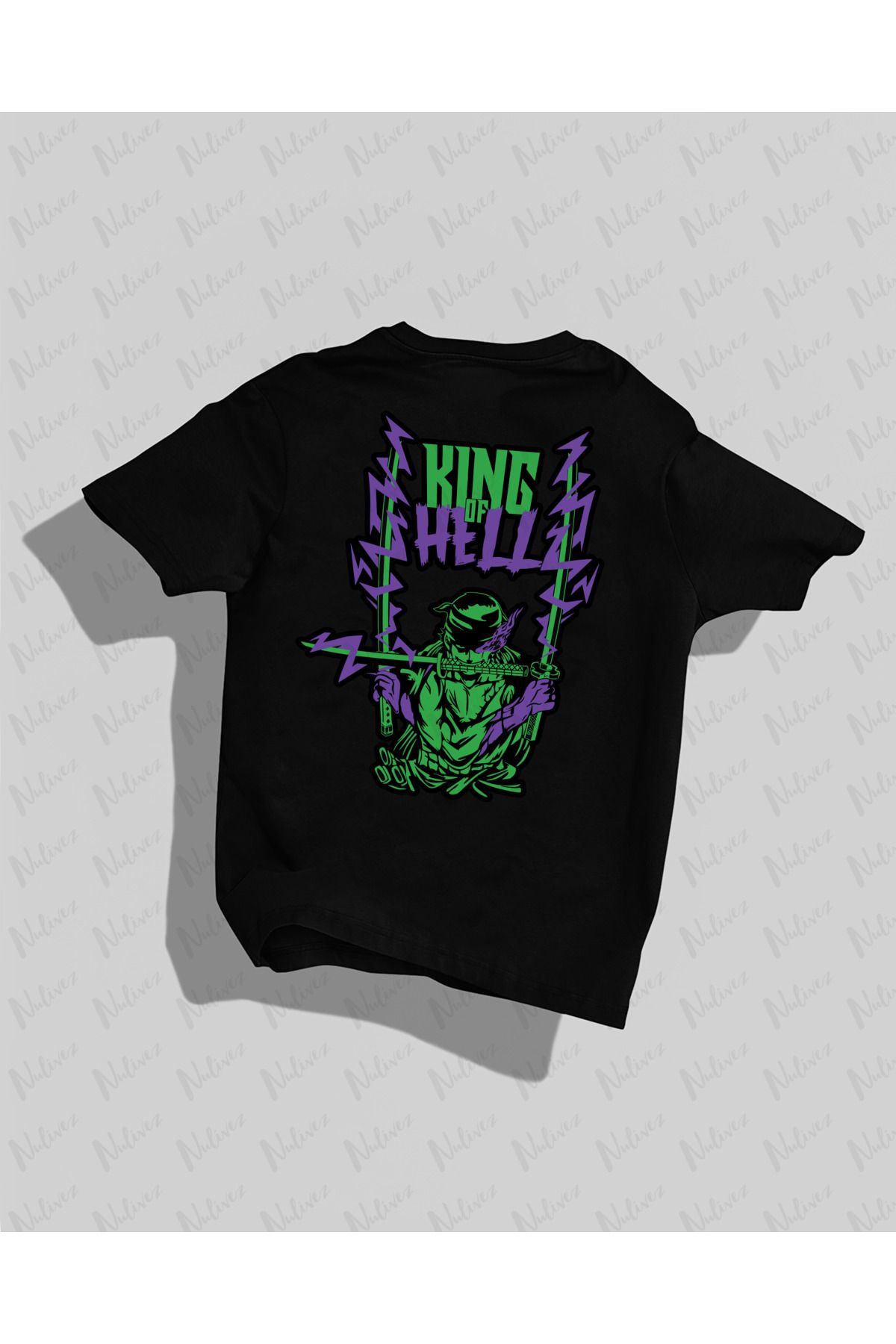 Nulivez One Piece Zoro Tasarımı Sırt Baskılı Yüksek Kalite Kompakt Unisex Oversize T-Shirt