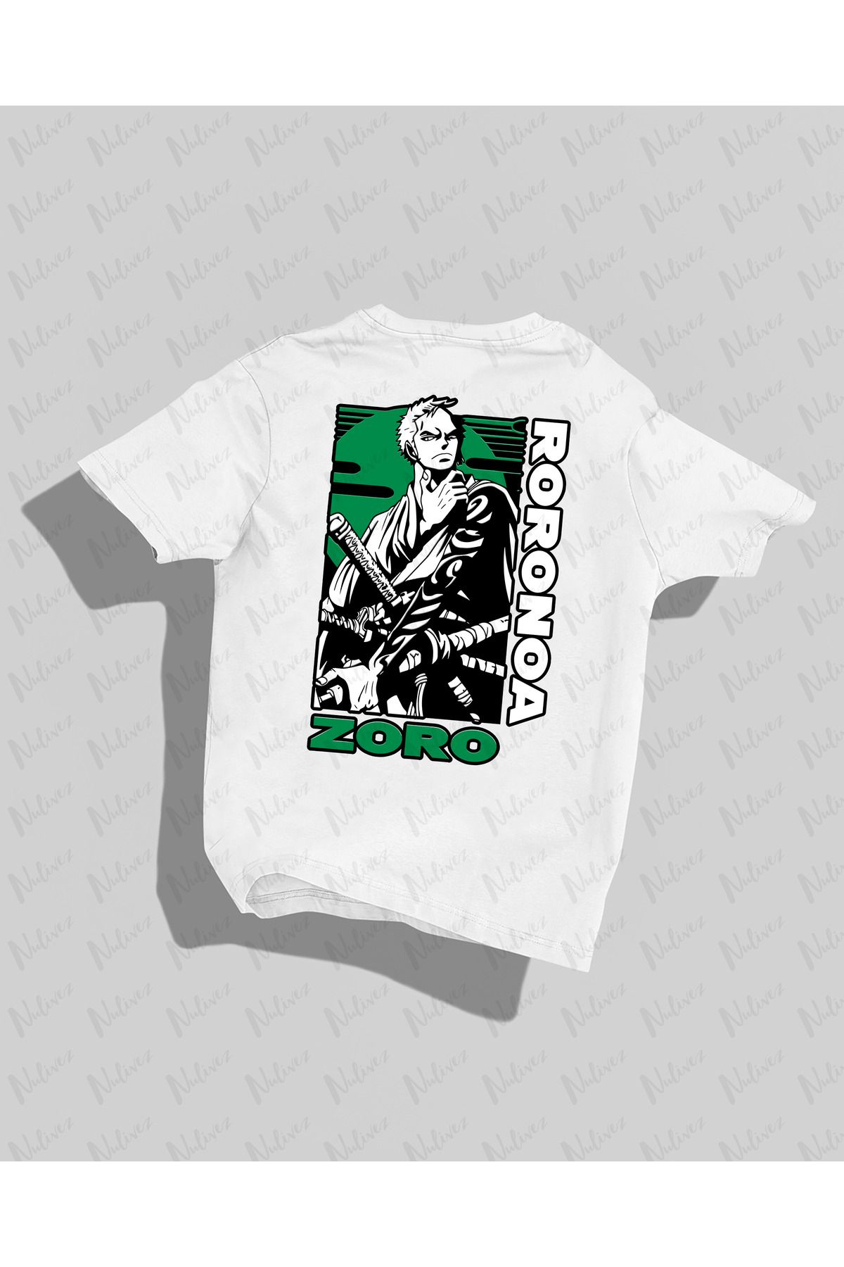 Nulivez One Piece Zoro Tasarımı Sırt Baskılı Yüksek Kalite Kompakt Unisex Oversize T-Shirt