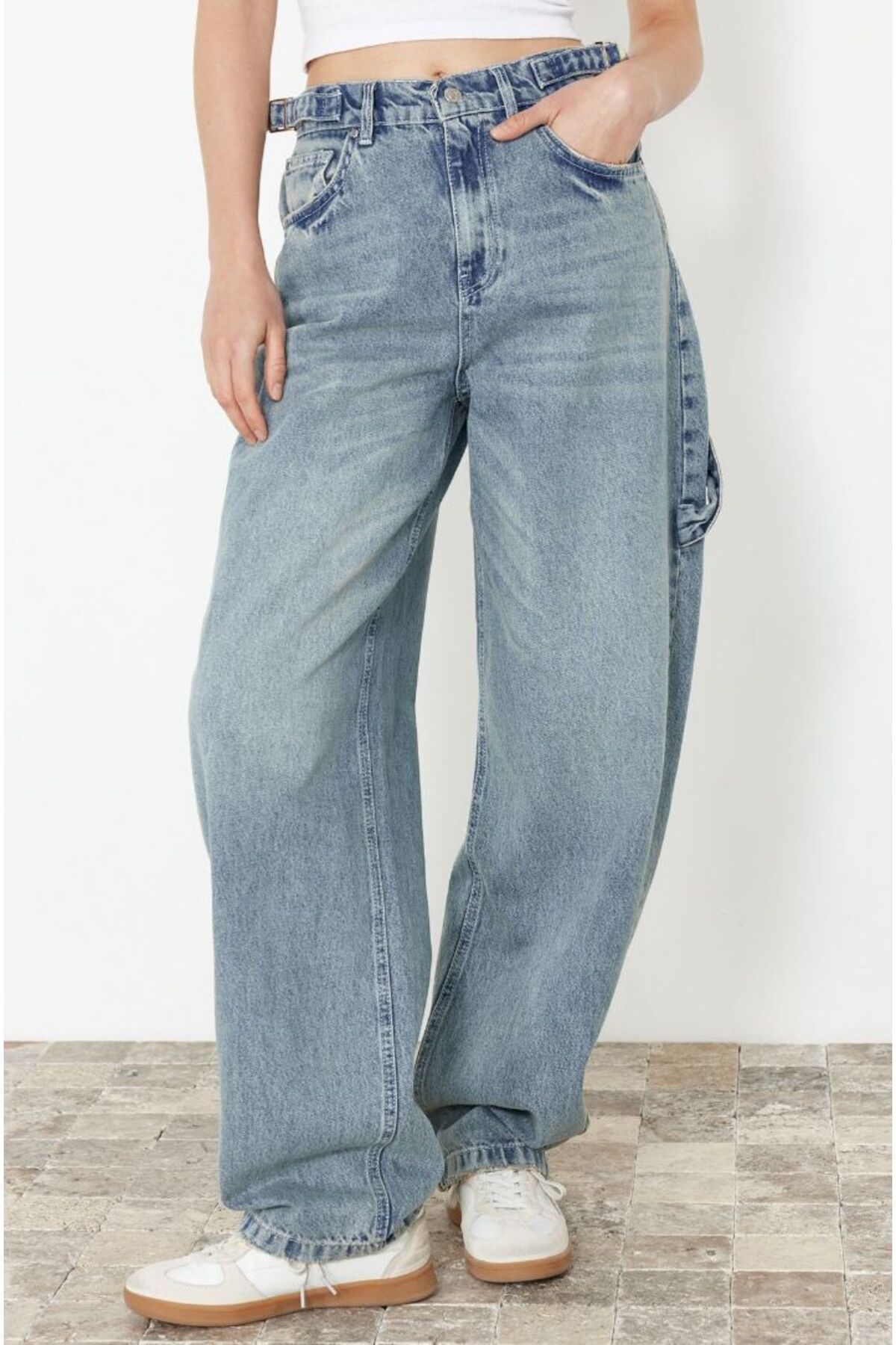 KARACAN COMPANY More Sustainable Yıkama Efektli Bol Kesim Yüksek Bel Carpenter Skater Jeans