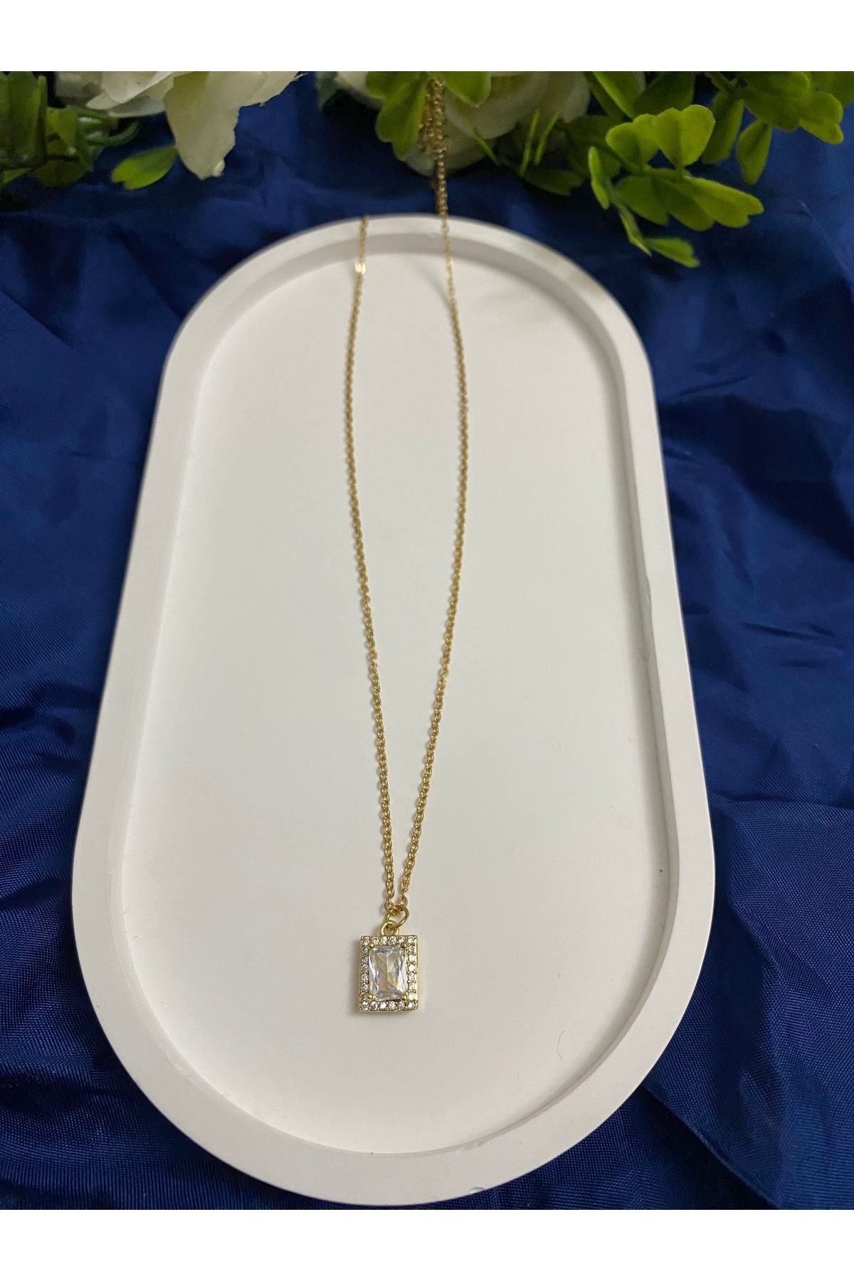 asem jewelry TEKTAŞ PARILTILI ZİRKON ÇELİK KOLYE
