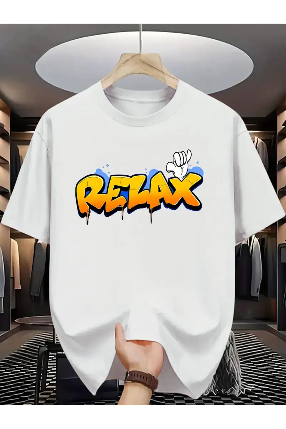 aynewmoda Erkek Yaz Kısa Kollu Harf Baskılı Tişört