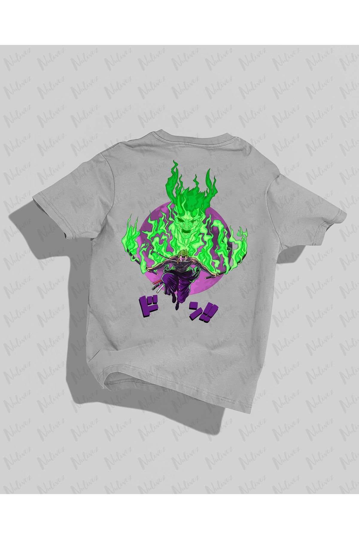 Nulivez One Piece Zoro Tasarımı Sırt Baskılı Yüksek Kalite Kompakt Unisex Oversize T-Shirt