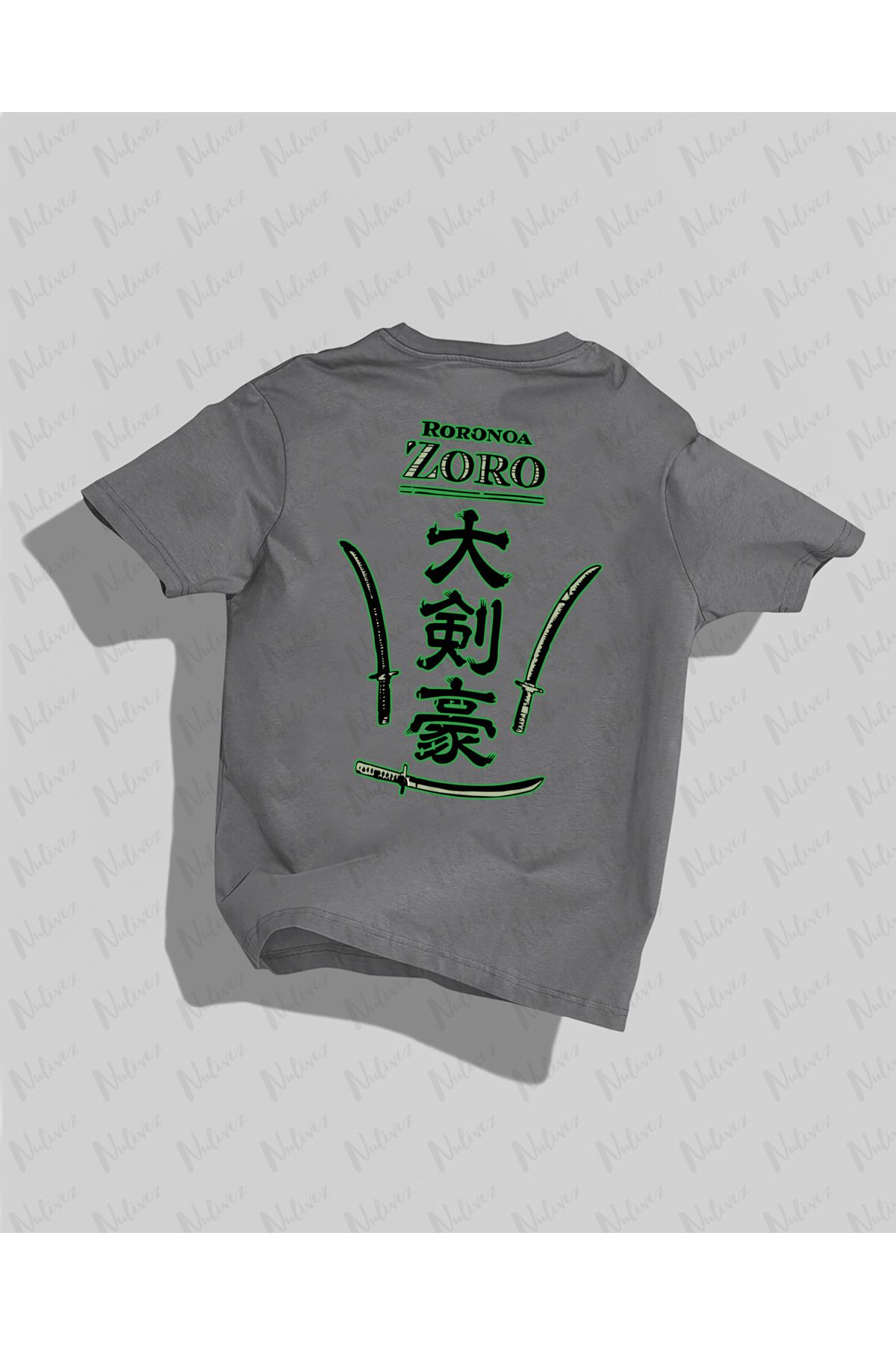 Nulivez One Piece Zoro Tasarımı Sırt Baskılı Yüksek Kalite Kompakt Unisex Oversize T-Shirt