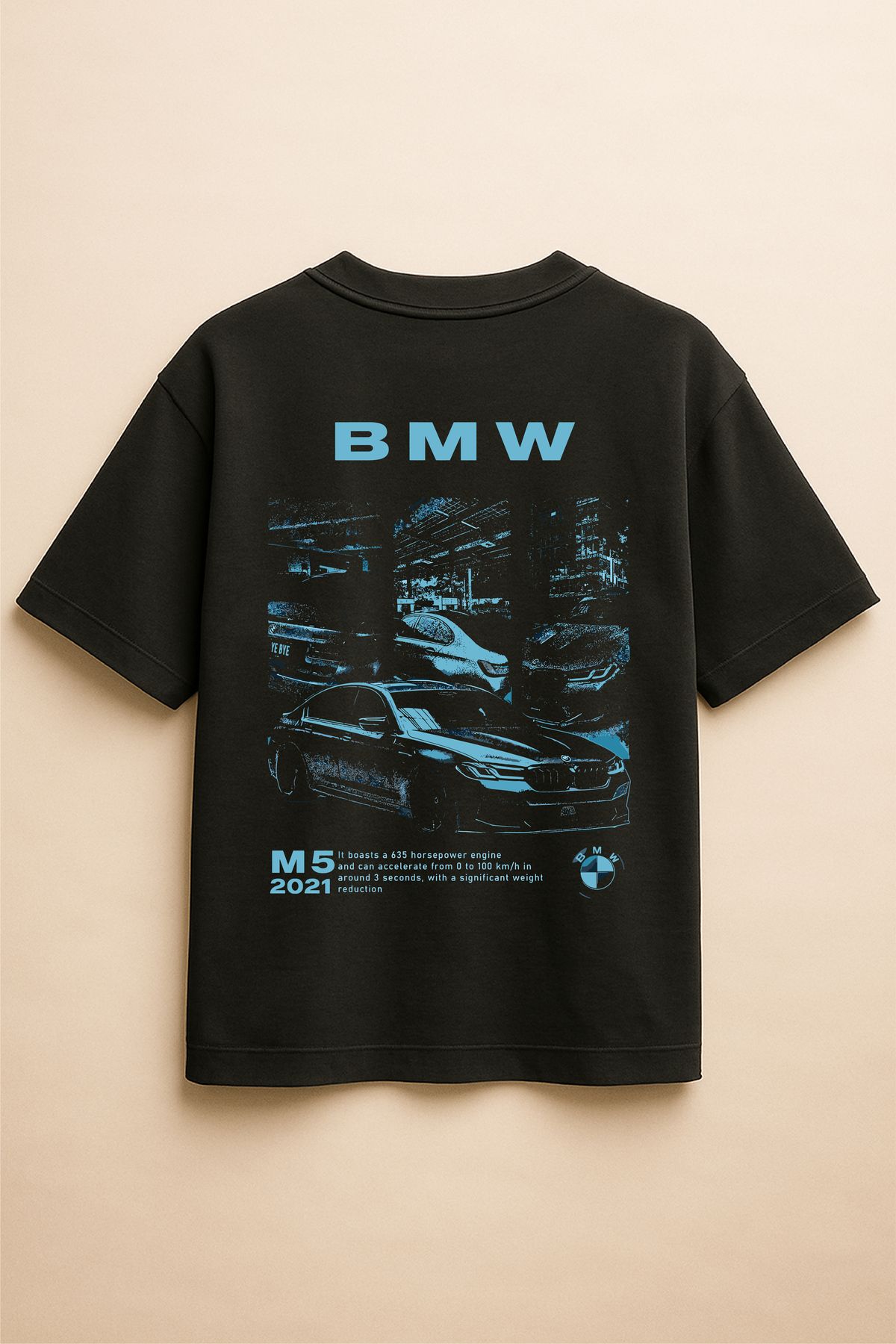 Altair Tr Siyah Renk Oversize BMW M5 Araba Baskılı Unisex Tişört T-Shirt