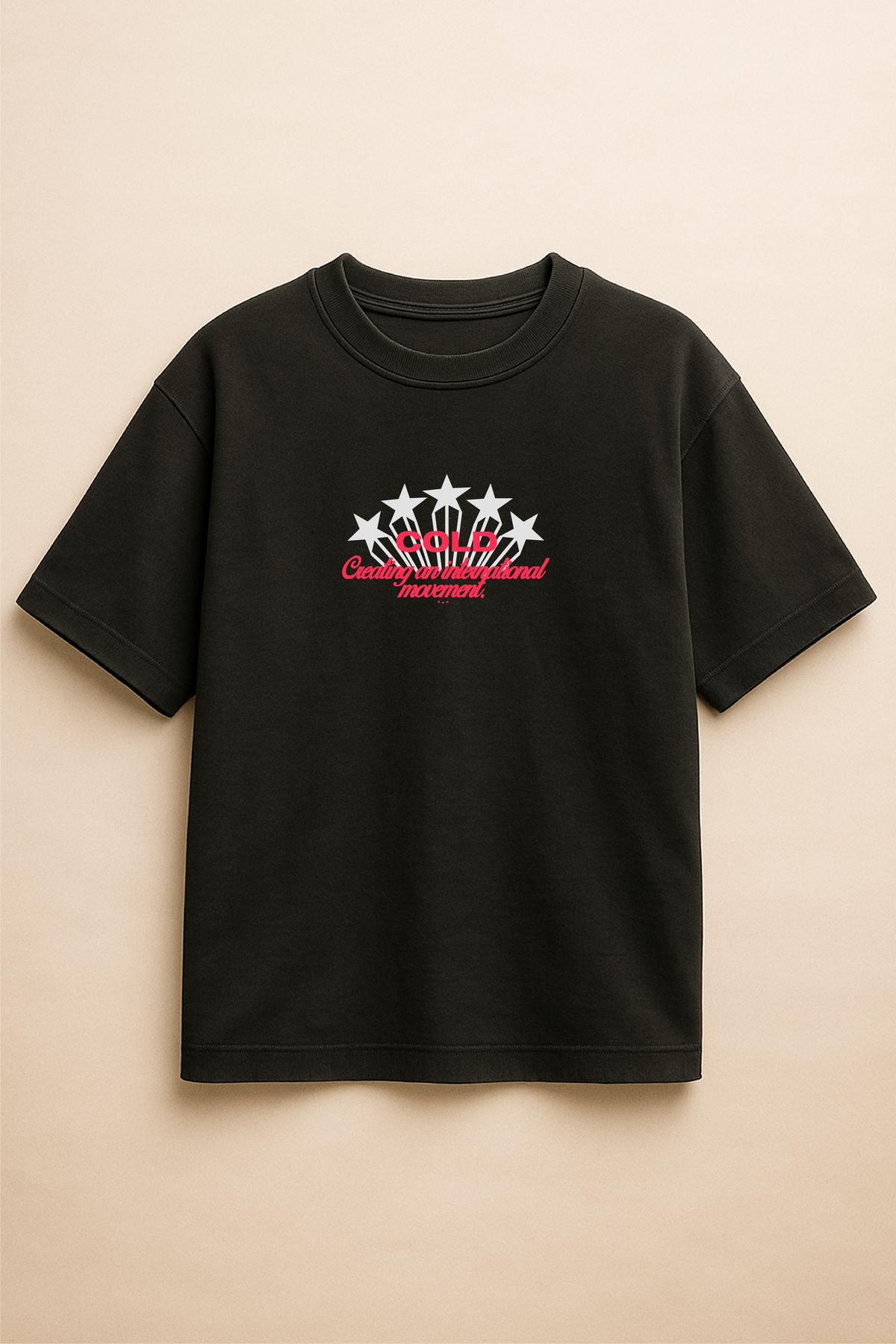Altair Tr Siyah Renk Oversize Yıldız Baskılı Unisex Tişört T-Shirt