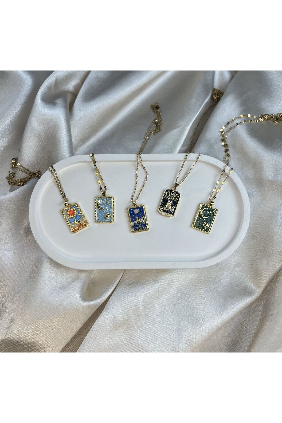 BEMUU STORE Tarot Kartı Figürlü 316L Paslanmaz Çelik Kolye