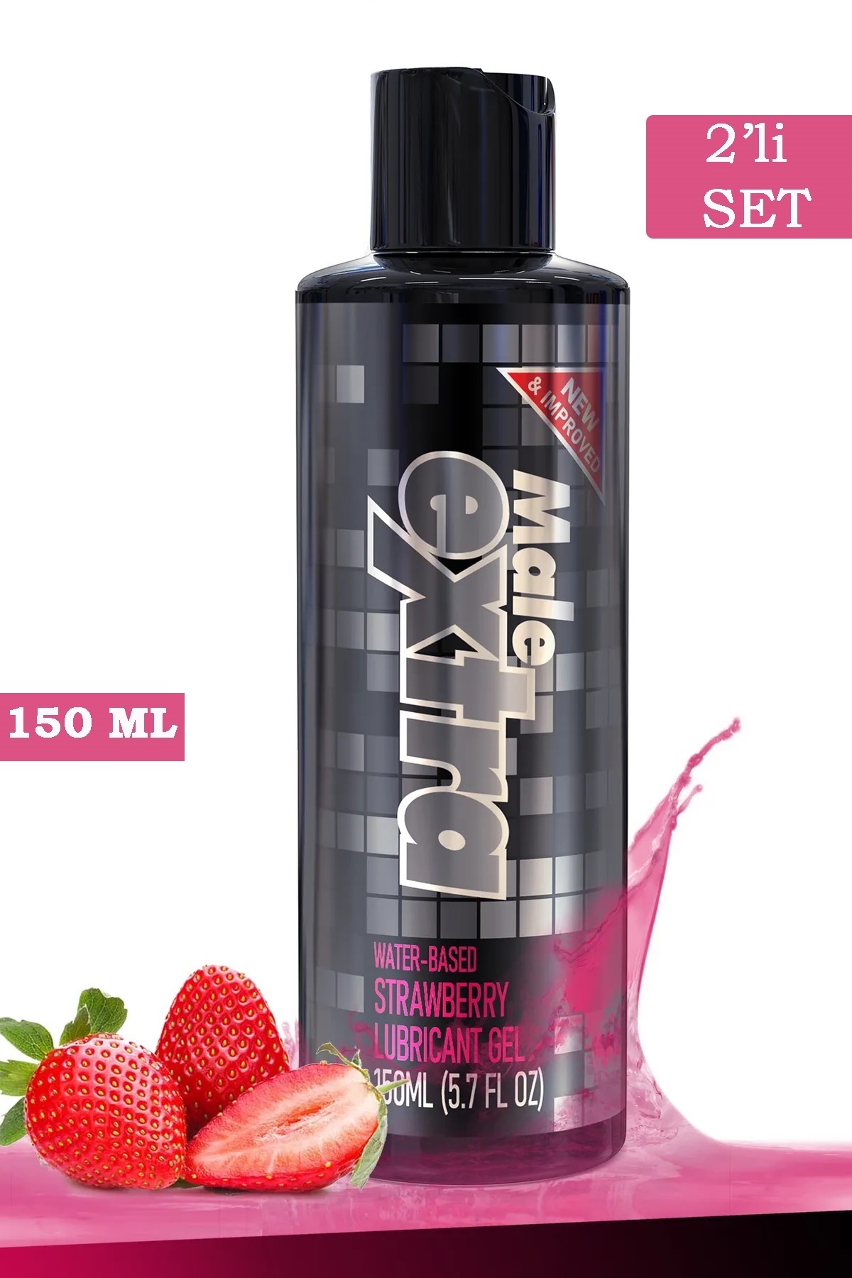 Male Extra 2'li Set - Doğal Jel Çilek Aromalı Kayganlaştırıcı Jel 150 ml - A Kalite