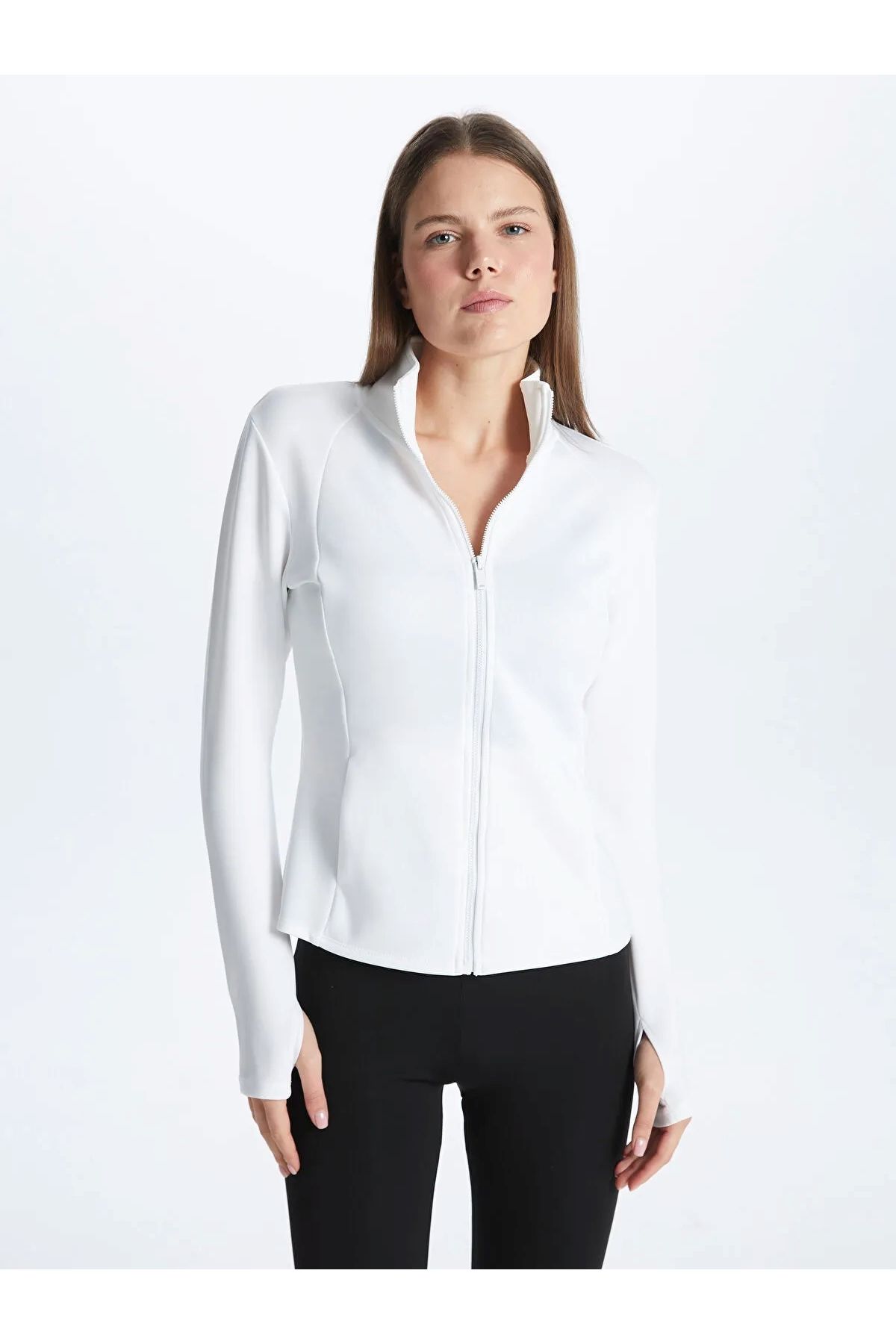 ModaLavida Lavida Slim Fit Pens Detaylı Fermuarlı Parmak Geçme Kadın Spor Hırka