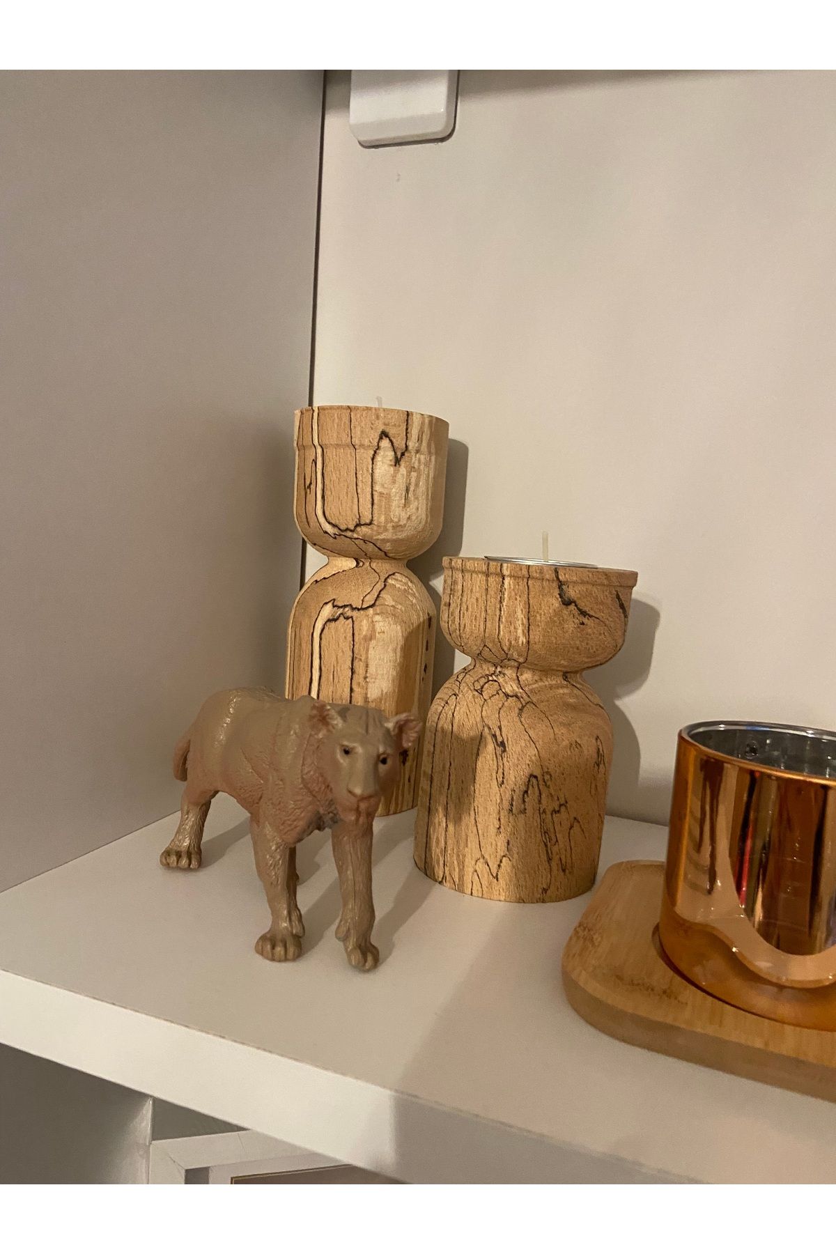 Home Ahşap mumluk 2 adet mum hediyeli gönderim sağlanır