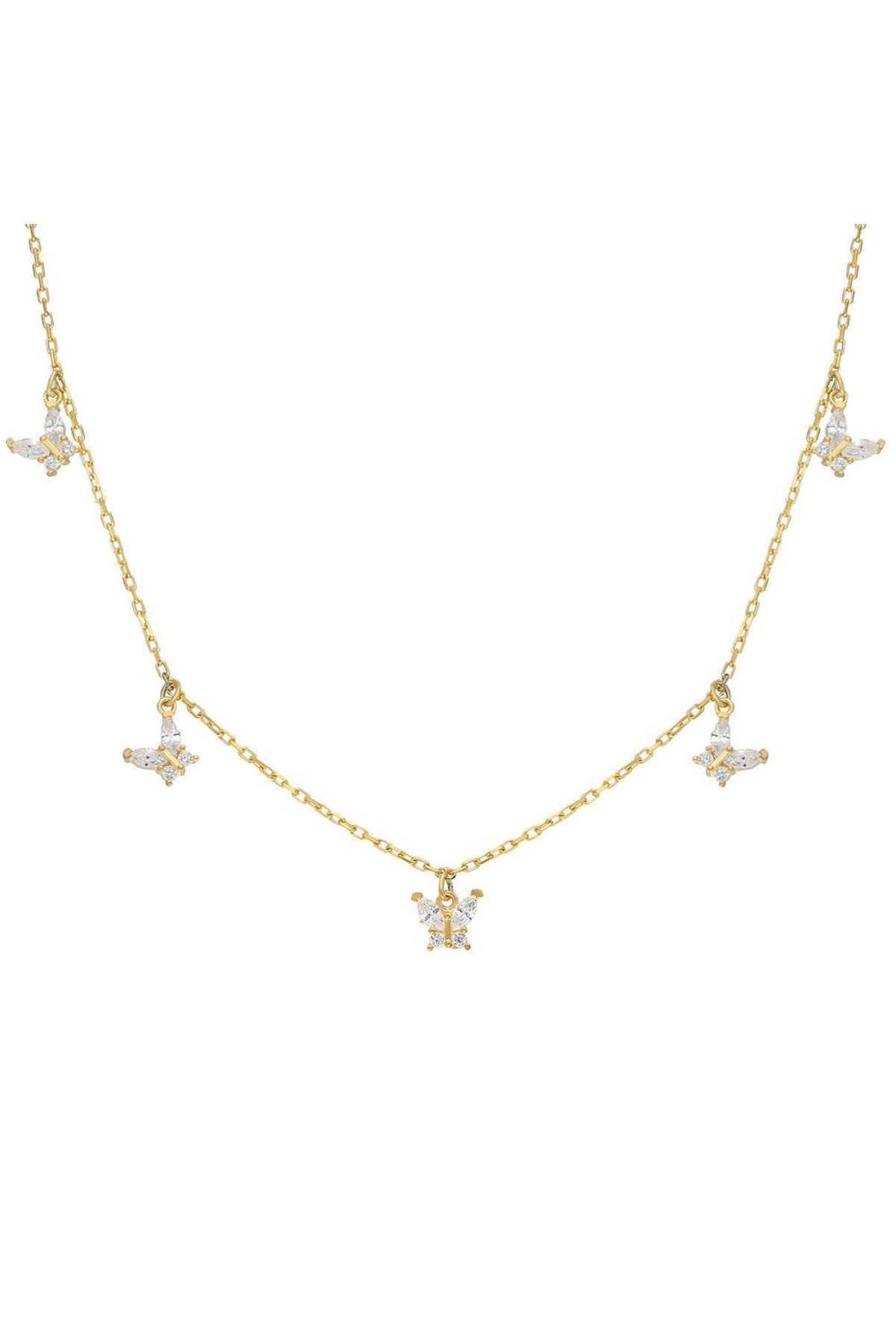 beonejewelry 5’Lİ MİNİMAL TAŞLI KELEBEK KOLYE | 925 GÜMÜŞ
