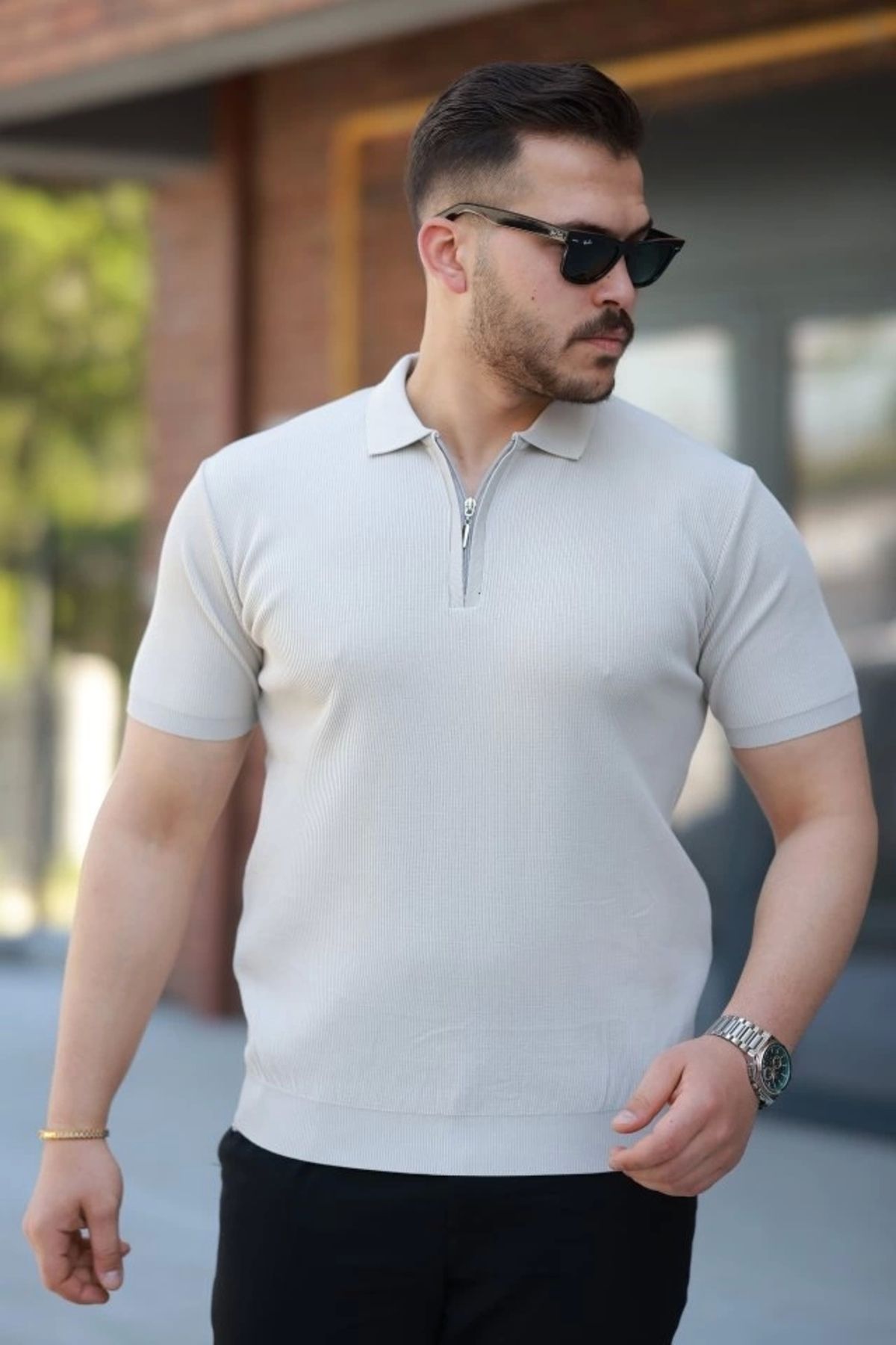 Silerra Erkek Fermuarlı Yakalı Kısa Kollu Tshirt
