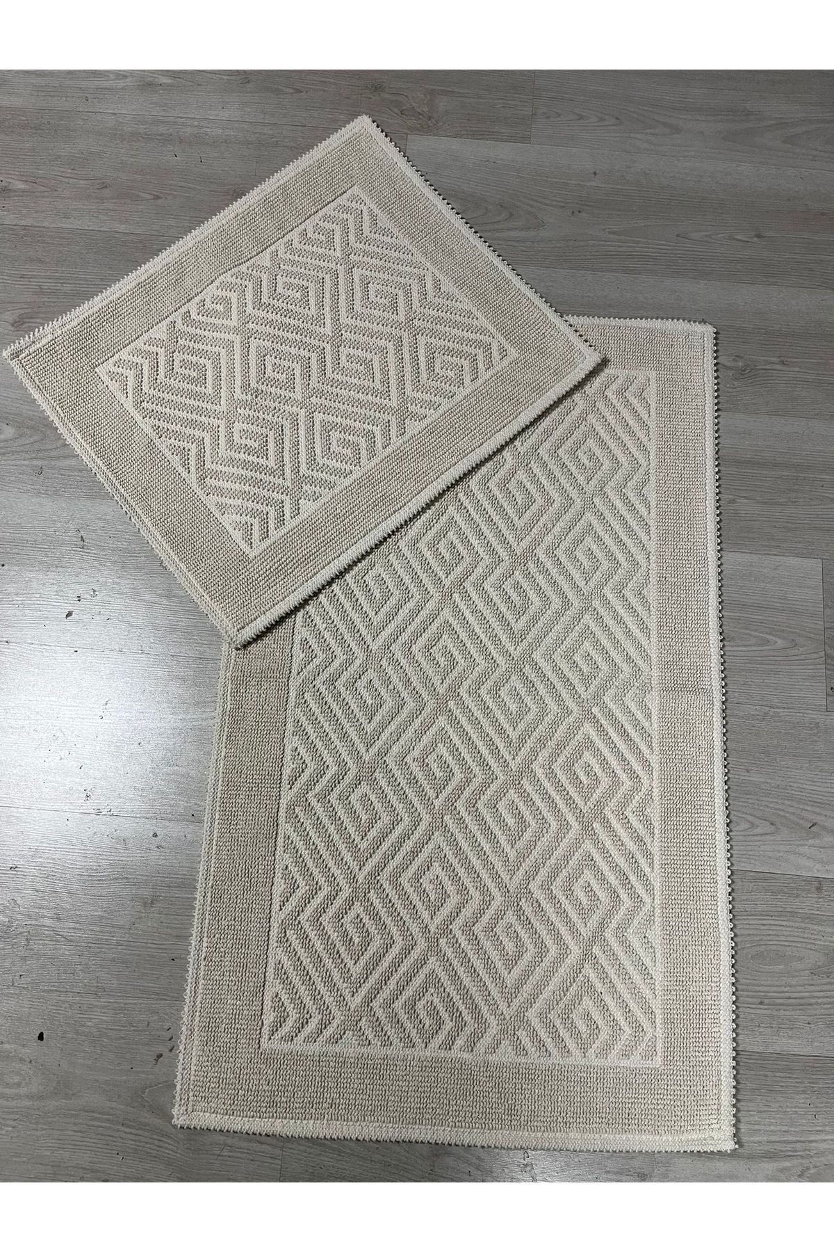 Çelsa Home Bukle 2'li Banyo Paspas Takımı Labirent Krem