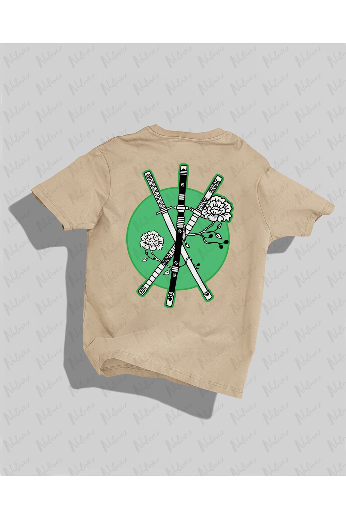 Nulivez One Piece Zoro Tasarımı Sırt Baskılı Yüksek Kalite Kompakt Unisex Oversize T-Shirt