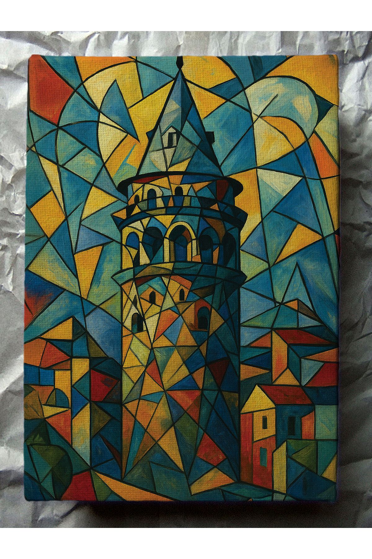 HonataDizayn Galata Kulesi Tablosu - Picasso Tarzı %100 Pamuk Kanvas
