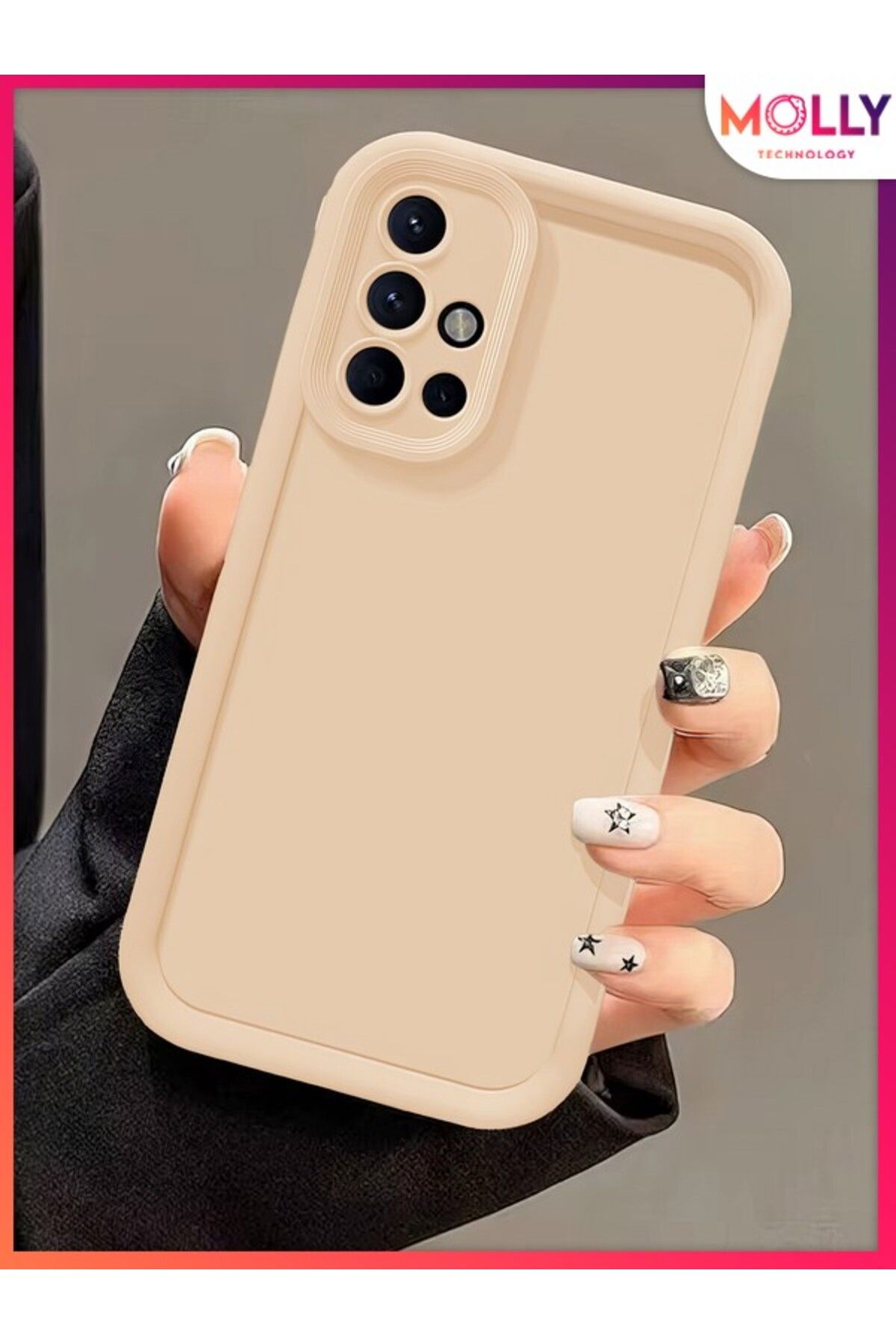Molly Samsung Galaxy A71 İçin Bej Kenarları Kalın Pan Silikon Kılıf