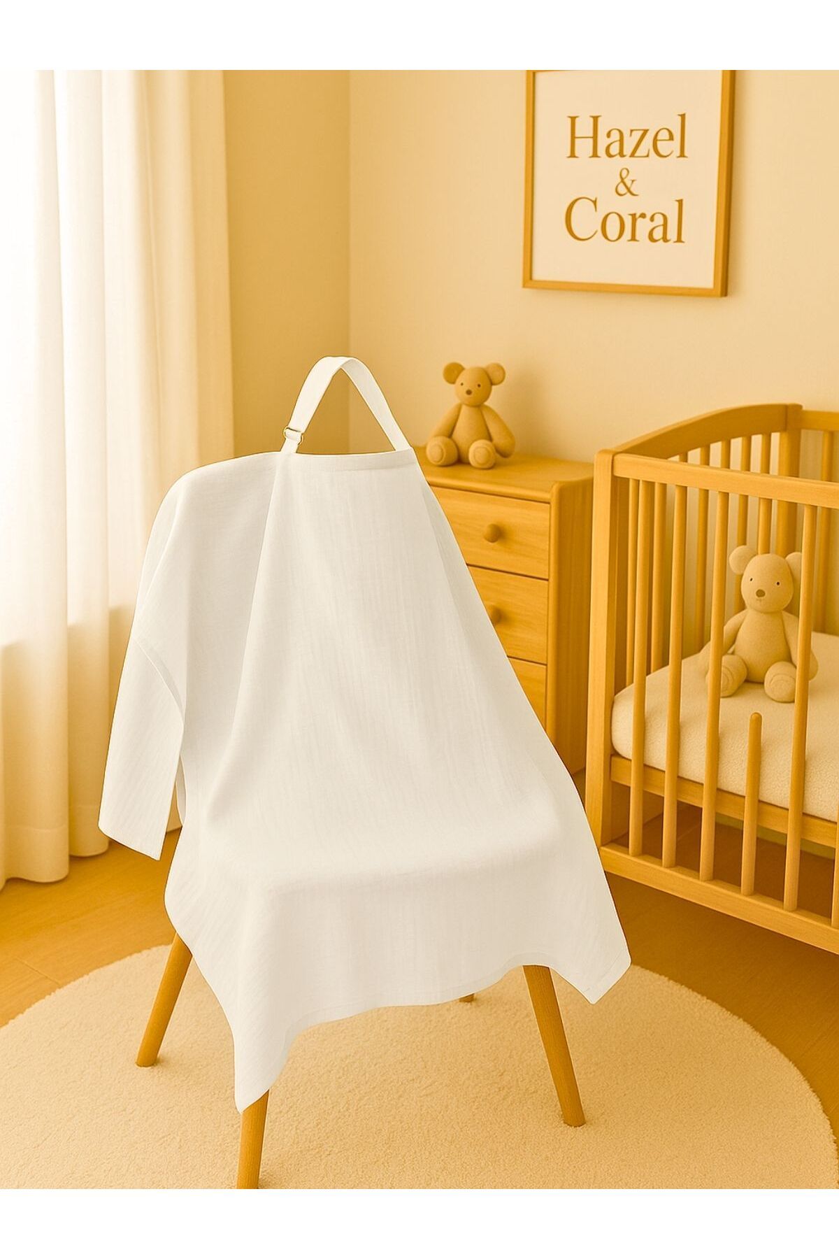 Hazel Coral Beyaz Müslin Emzirme Önlüğü