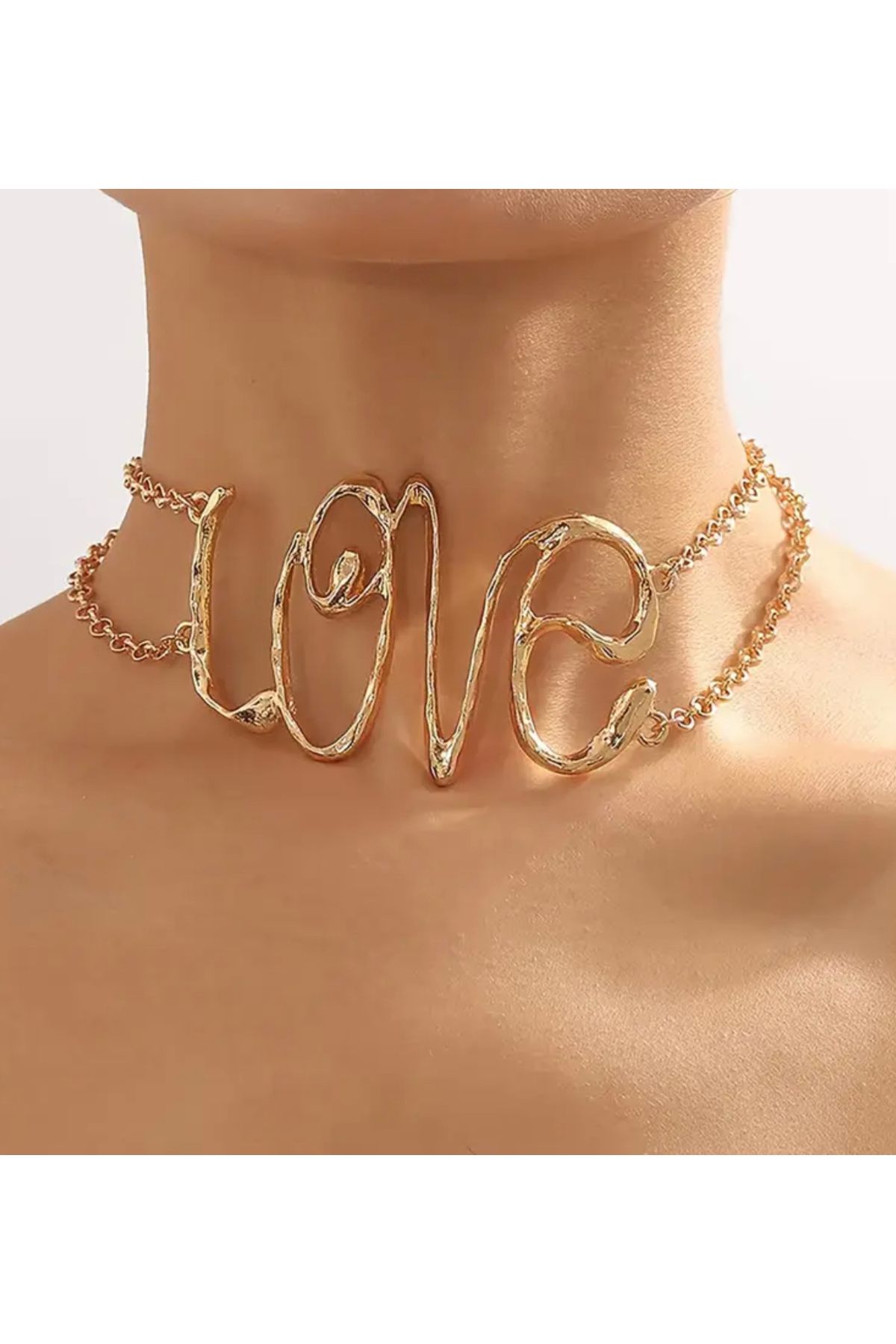NISHPOINT ALTIN RENGİ LOVE CHOCKER KOLYE