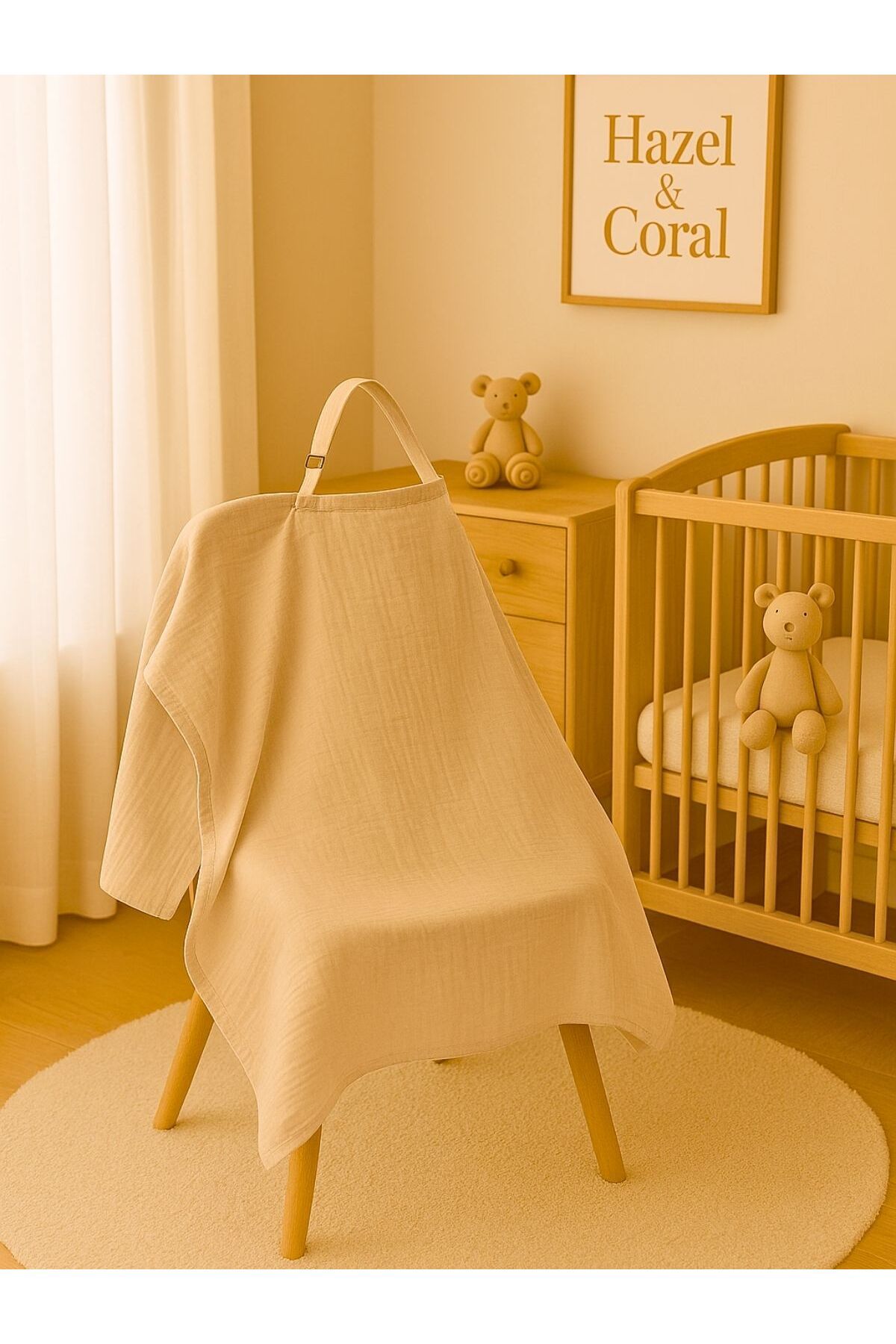 Hazel Coral Bej Müslin Emzirme Önlüğü