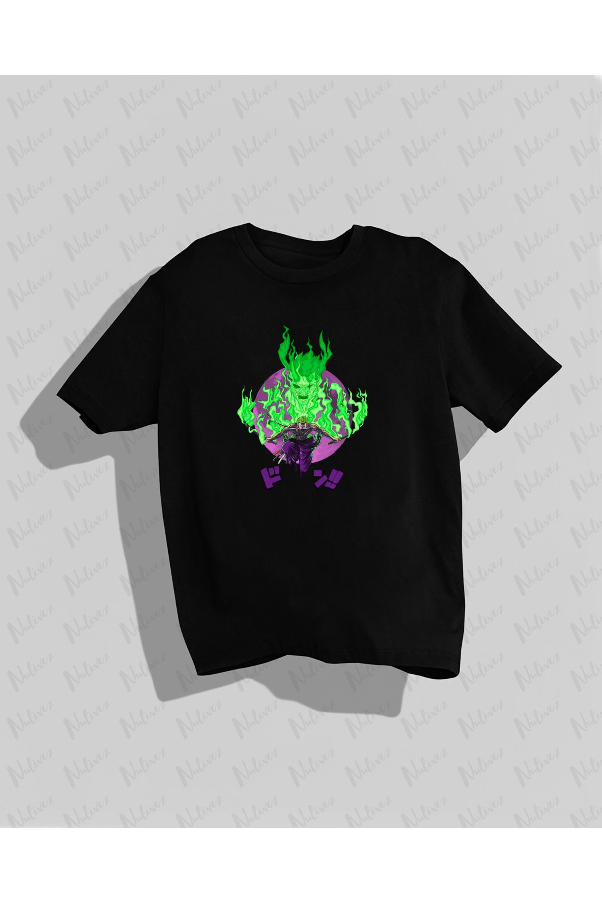 Nulivez One Piece Zoro Tasarımı Baskılı Yüksek Kalite Kompakt Unisex Oversize T-Shirt