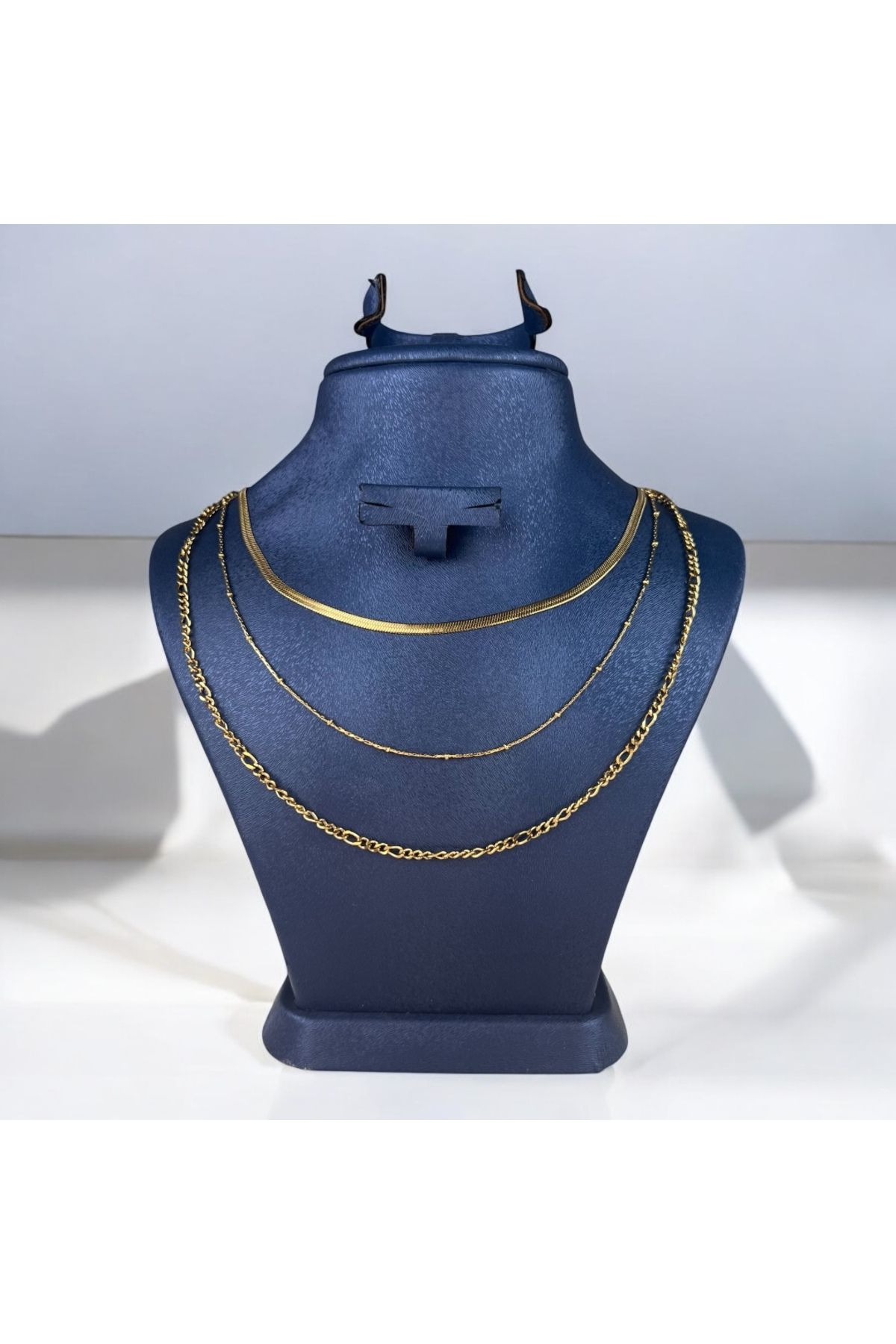 BEMUU STORE Üçlü Zincir 316L Paslanmaz Çelik Kolye