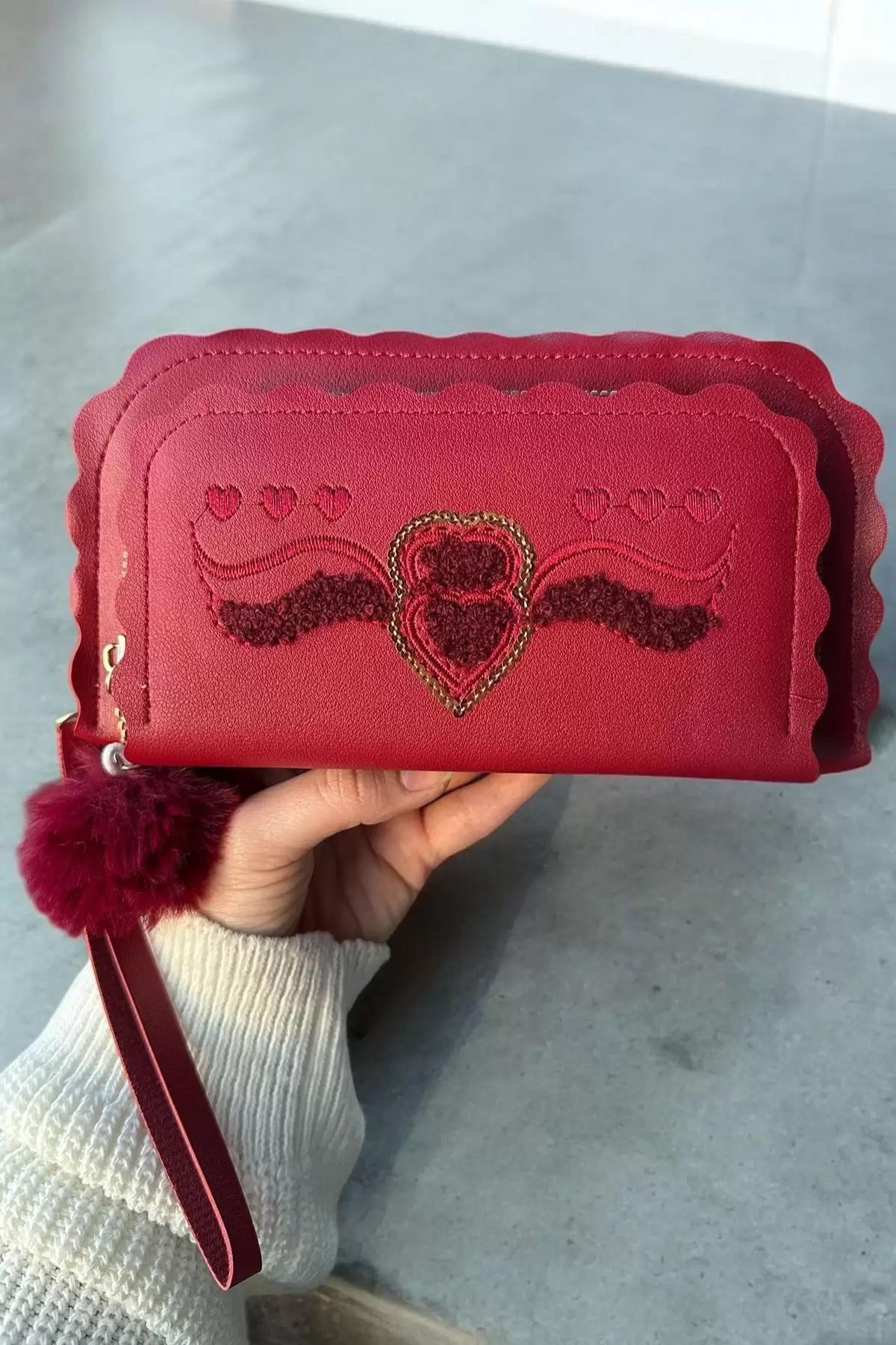 Butik Bordo Renk Kadın Deri Çanta