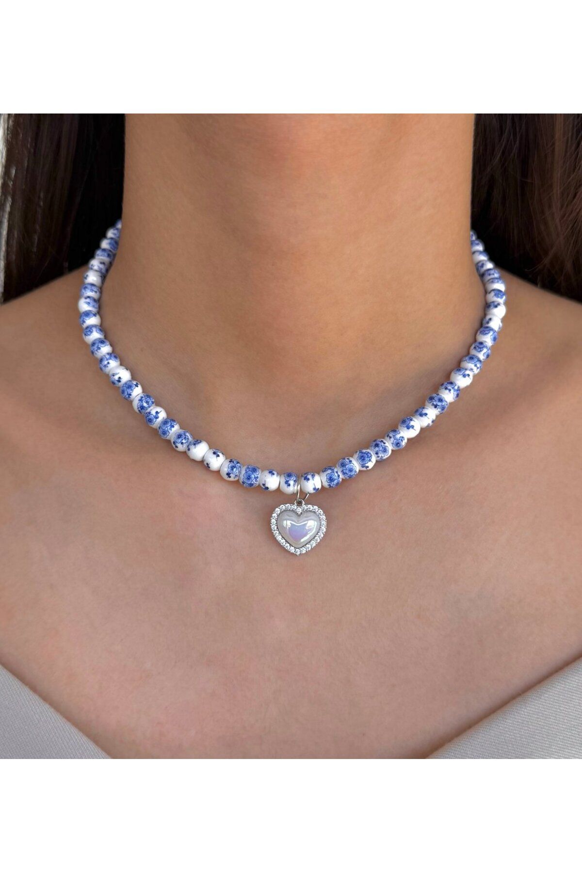 h&b design jewel Pofidik Kalpli Mavi Tasarım Kolye