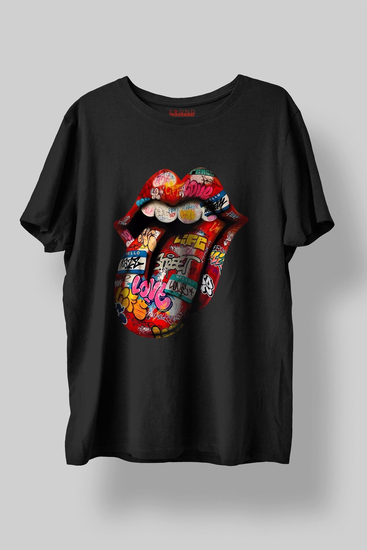 Sound Gorgeous The Rolling Stones Müzik Baskılı Regular Fit Unisex Siyah T-Shirt %100 Pamuk No:0327