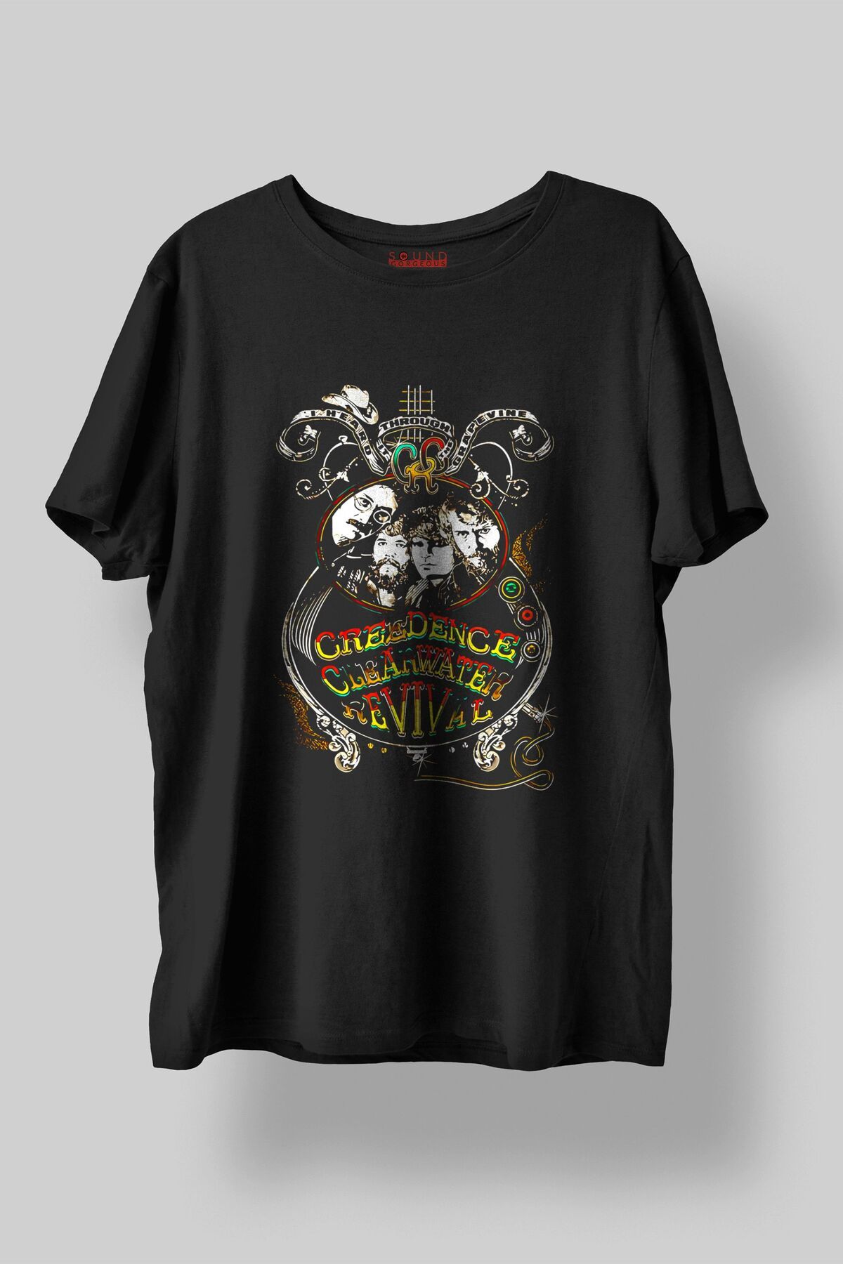 Sound Gorgeous Creedence Clearwater Müzik Baskılı Regular Fit Unisex Siyah T-Shirt %100 Pamuk No:0121