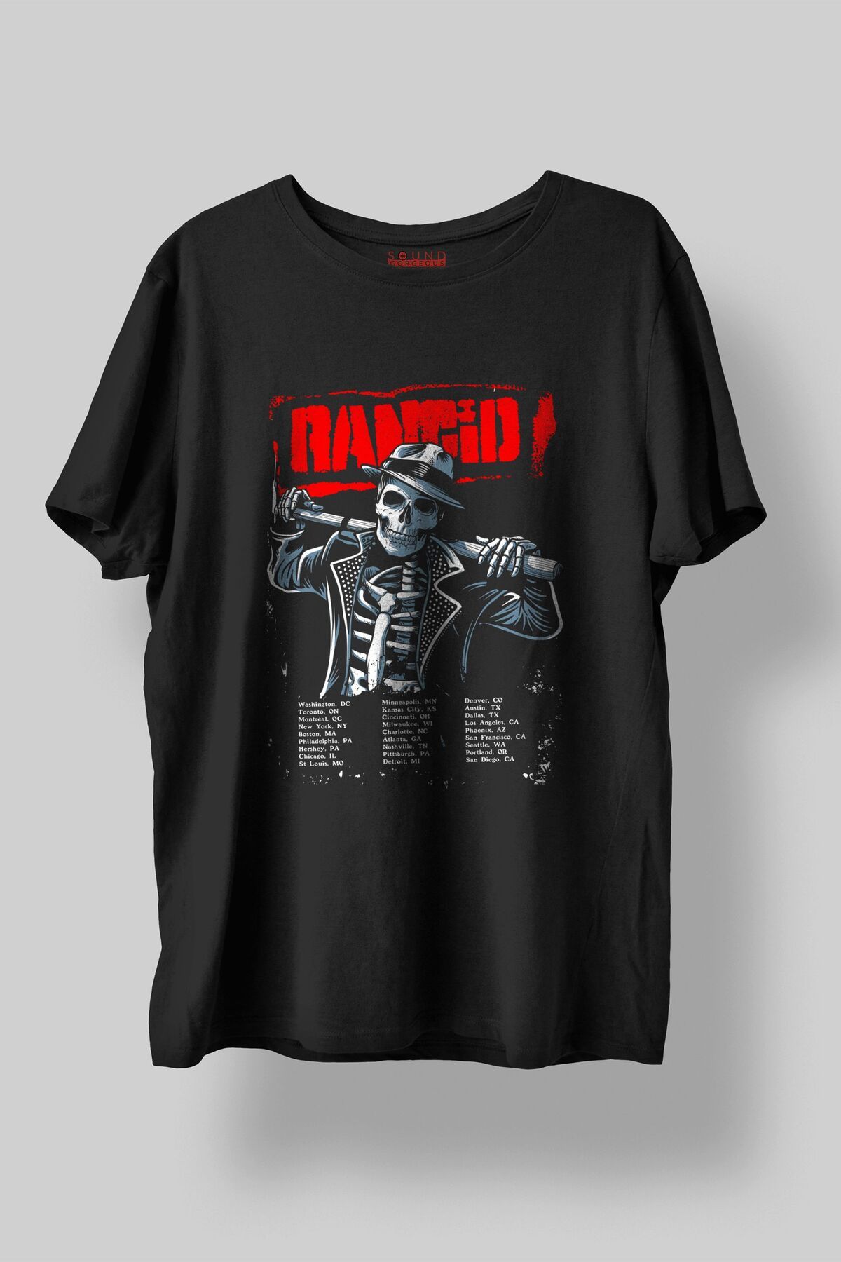 Sound Gorgeous Rancid Müzik Baskılı Regular Fit Unisex Siyah T-Shirt %100 Pamuk No:0309