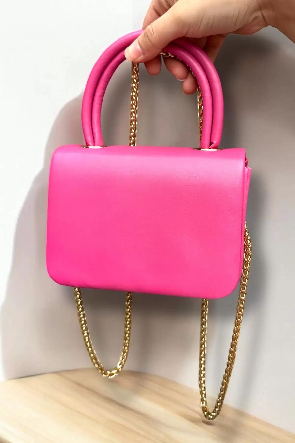 Butik Pembe Renk Kadın Deri Çanta