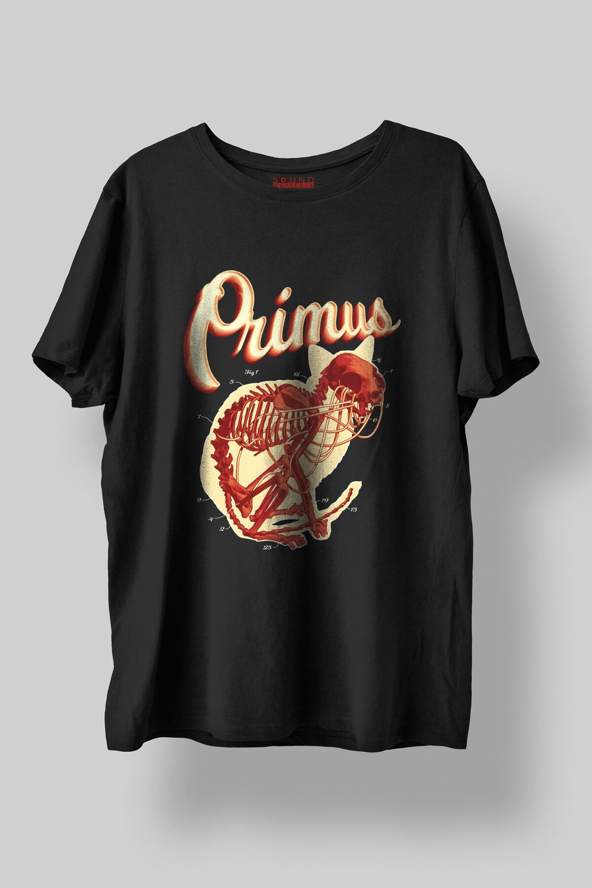 Sound Gorgeous Primus Müzik Baskılı Regular Fit Unisex Siyah T-Shirt %100 Pamuk No:0298