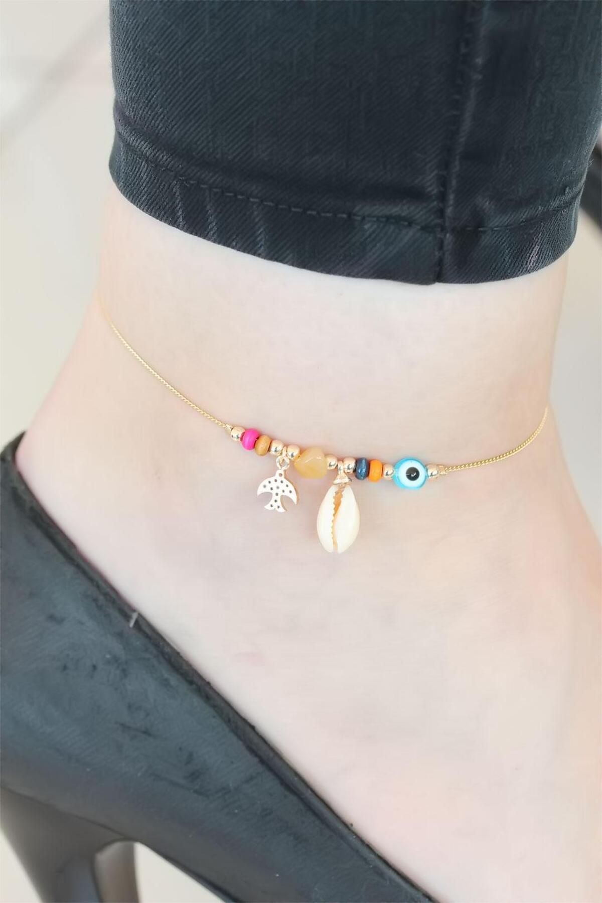 STYLE OF CARMEN Gold Renk Deniz Kabuğu Figürlü Hal Hal