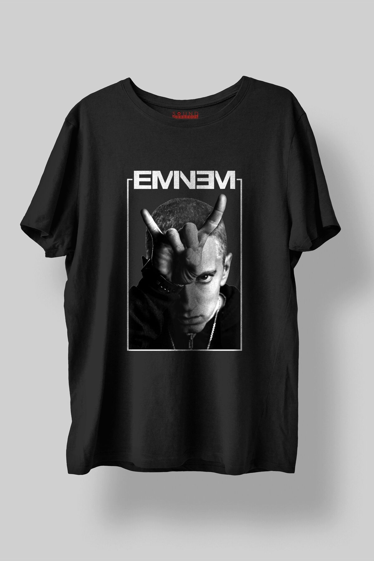Sound Gorgeous Eminem Müzik Baskılı Regular Fit Unisex Siyah T-Shirt %100 Pamuk No:0134