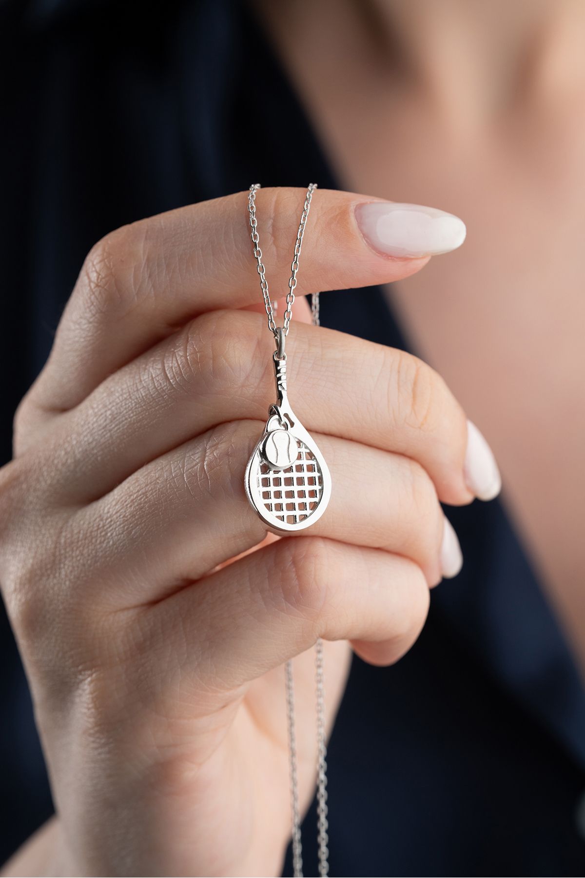 Silvano Jewelry 925 Ayar Gümüş Tenis Raketi Kolye