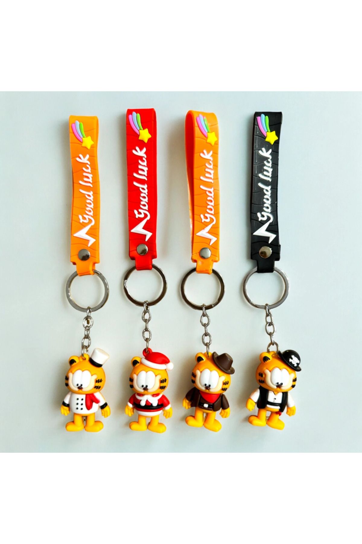 Bizde Ne Yok ki Garfield Korsan Kedi 3D Anahtarlık Oyuncak Ve Çanta Aksesuarı 4 Adet Gönderilmektedir
