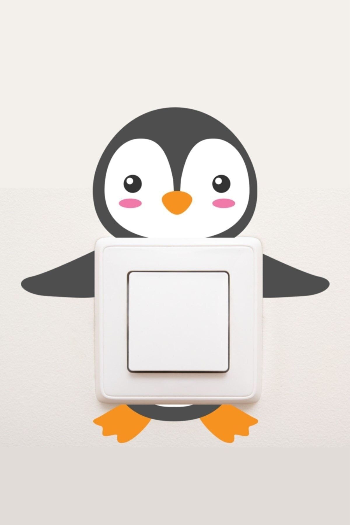 hediyenebak Sevimli Penguen Çocuk Odası Dekoratif Priz Sticker