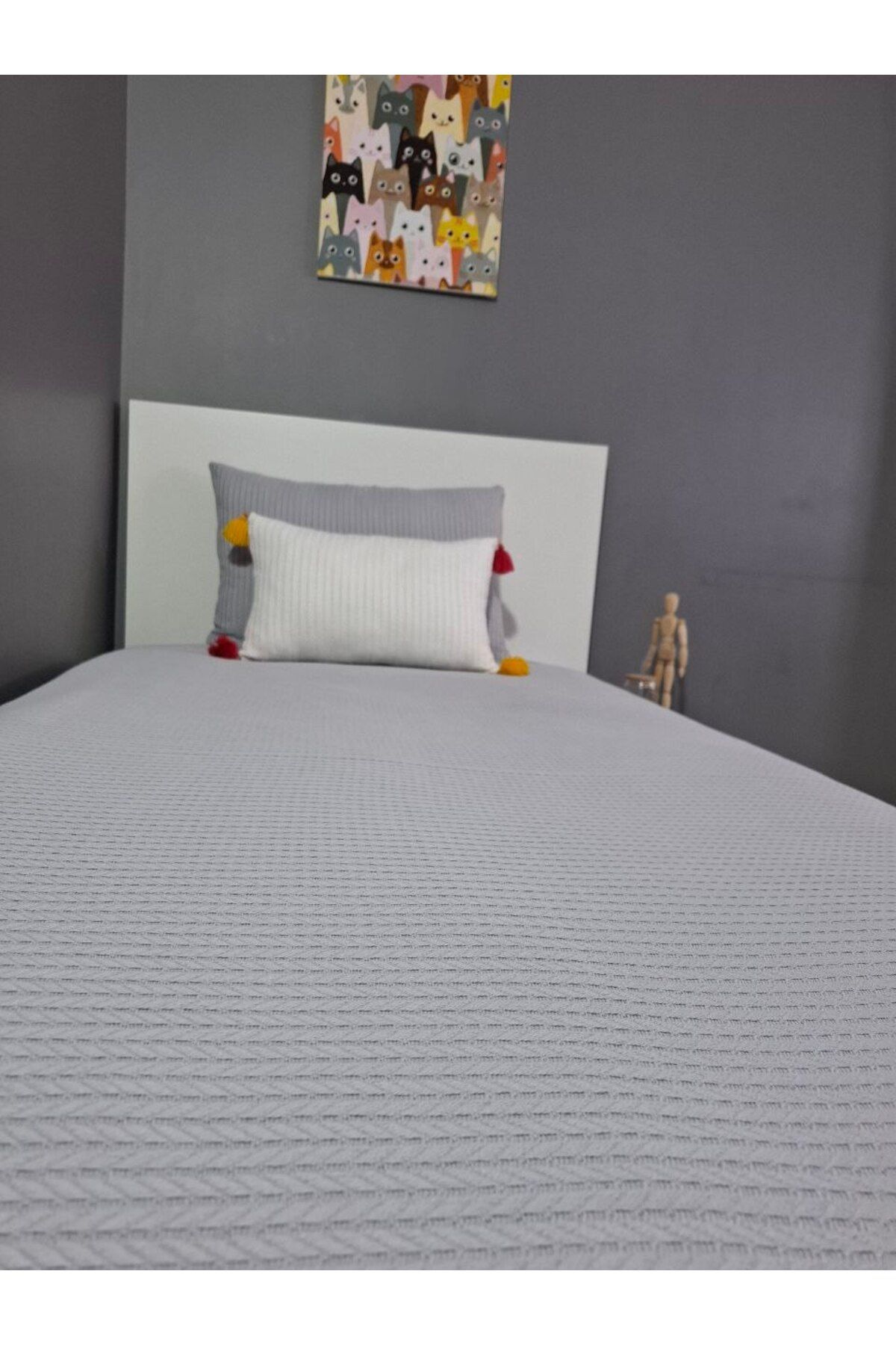 Home %100 Pamuk Örgü Pike Tek Kişilik Yatak Örtüsü 170 x 240 cm - 3