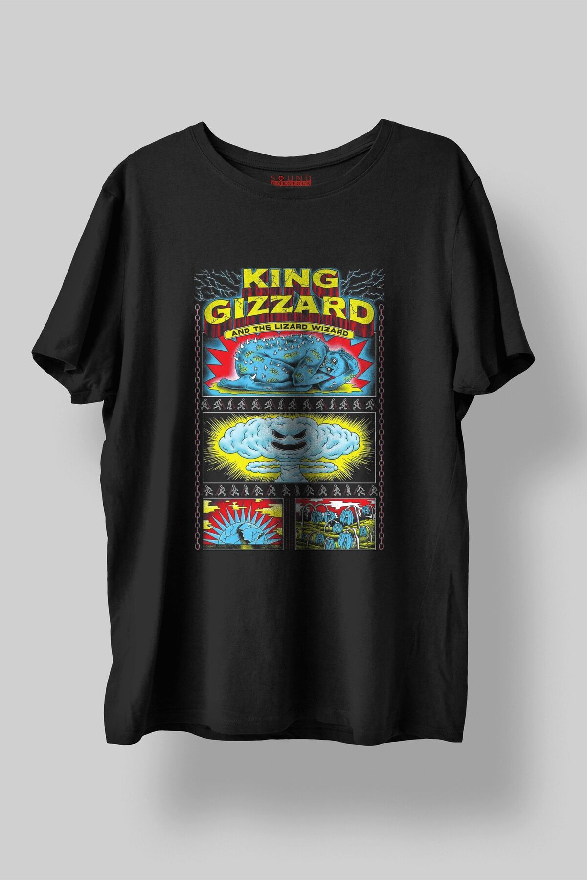 Sound Gorgeous King Gizzard Lizzard Wizard Müzik Baskılı Regular Fit Unisex Siyah T-Shirt %100 Pamuk No:0181