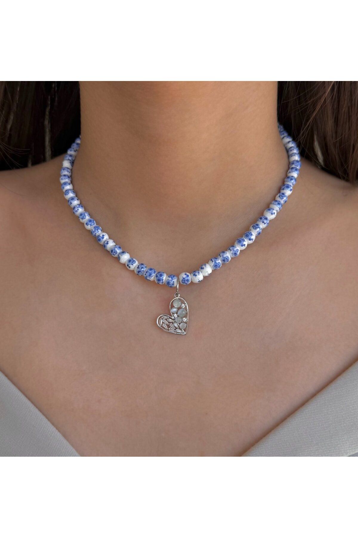 h&b design jewel Kalpli Mavi Tasarım Kolye