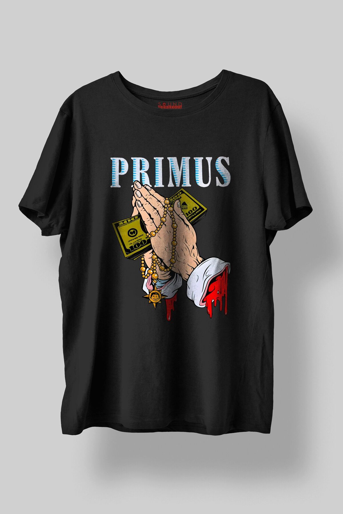 Sound Gorgeous Primus Müzik Baskılı Regular Fit Unisex Siyah T-Shirt %100 Pamuk No:0300