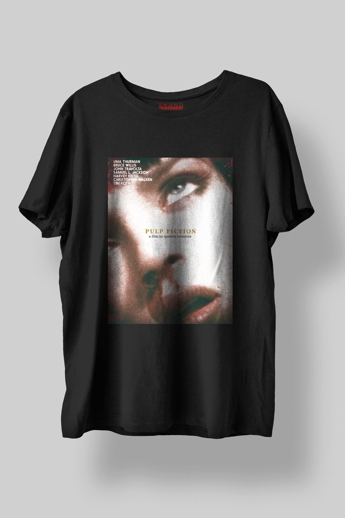 Sound Gorgeous Pulp Fiction Film Baskılı Regular Fit Unisex Siyah T-Shirt %100 Pamuk No:0424