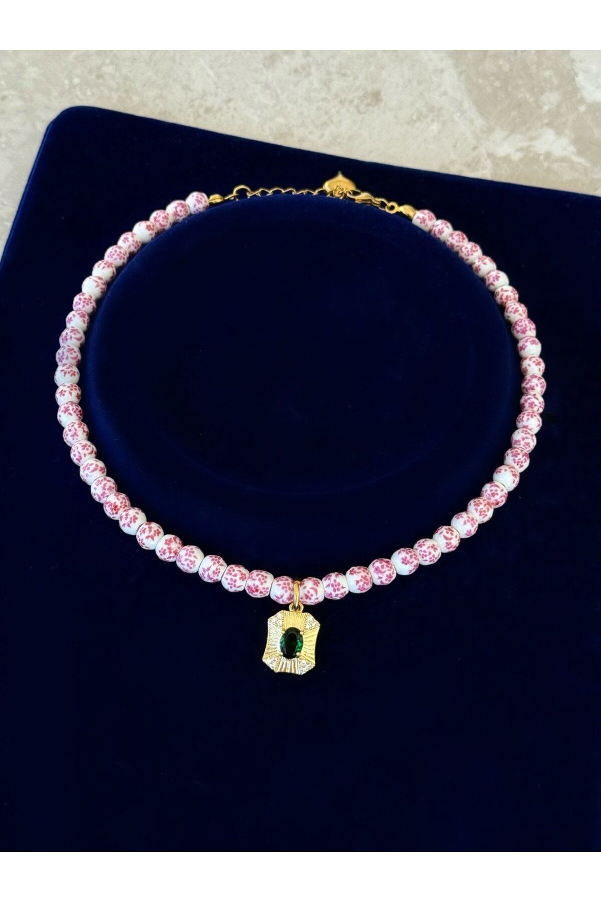 h&b design jewel Yeşil Taşlı Tasarım Kolye