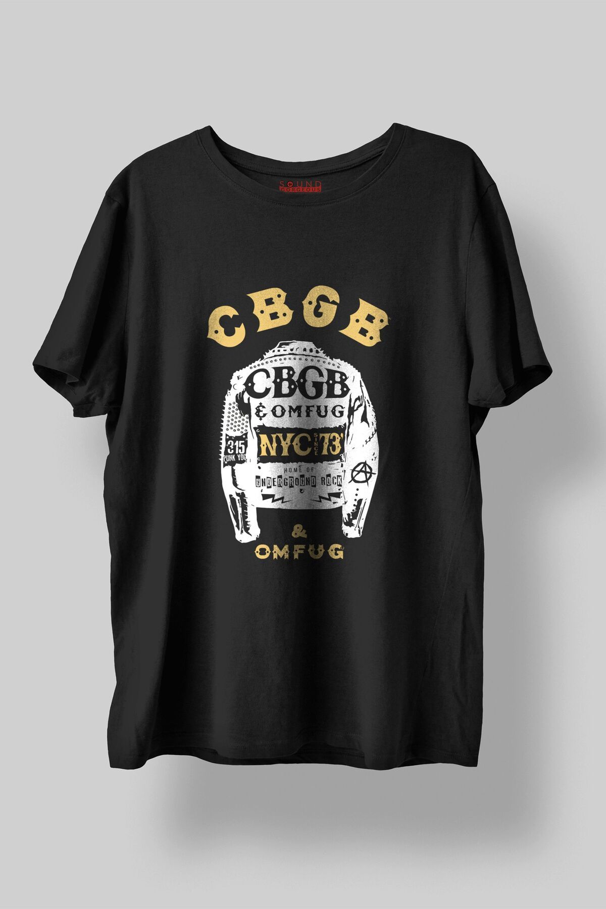 Sound Gorgeous CBGB Omfug Müzik Baskılı Regular Fit Unisex Siyah T-Shirt %100 Pamuk No:0097