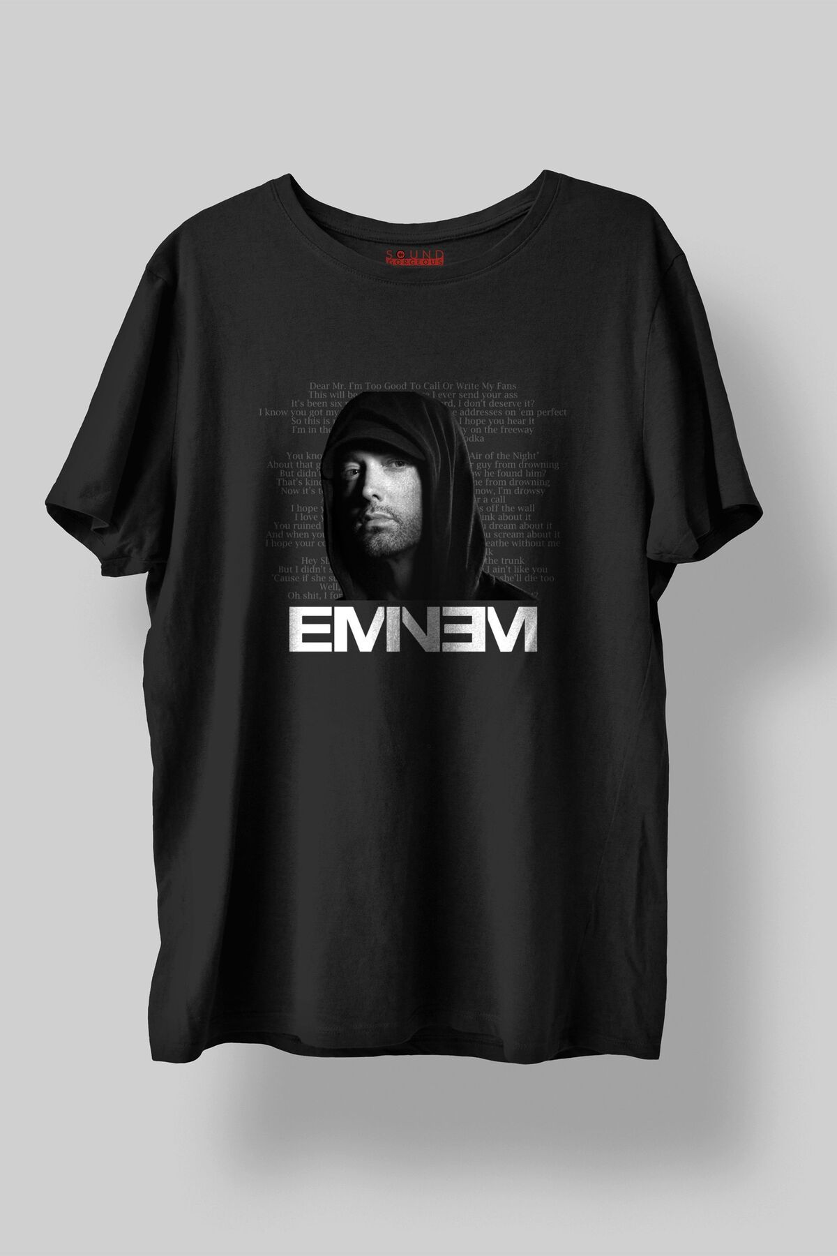Sound Gorgeous Eminem Müzik Baskılı Regular Fit Unisex Siyah T-Shirt %100 Pamuk No:0133