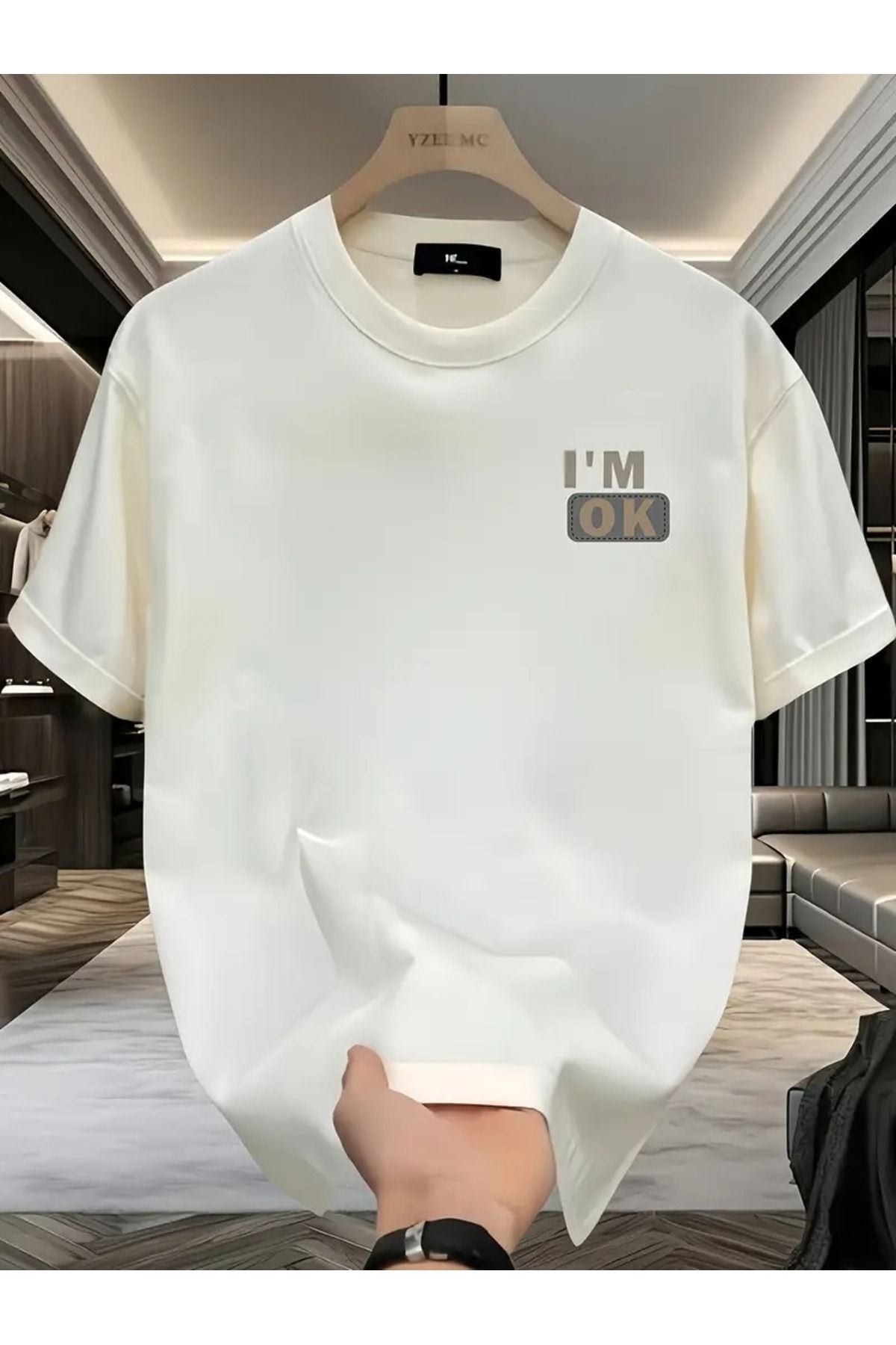 MANCY Unisex I'm Ok Baskılı Oversize %100 Pamuk T-shirt
