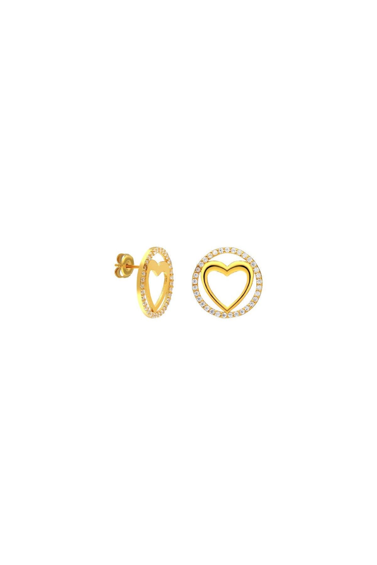 beonejewelry Kalp Taşli Çi̇vi̇li̇ Küpe | 925 Gümüş
